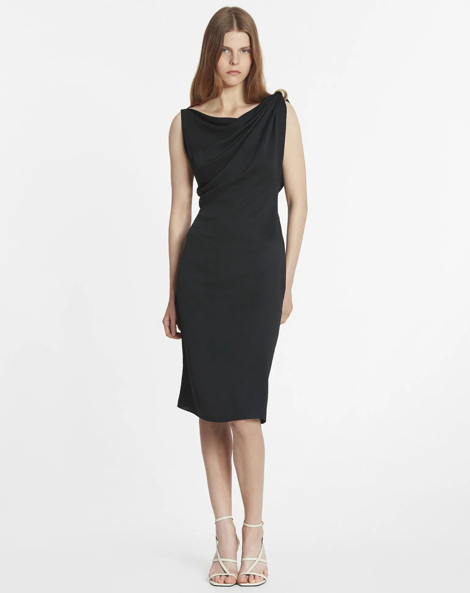 Lanvin Arpège ring draped silk dress Black Cheap