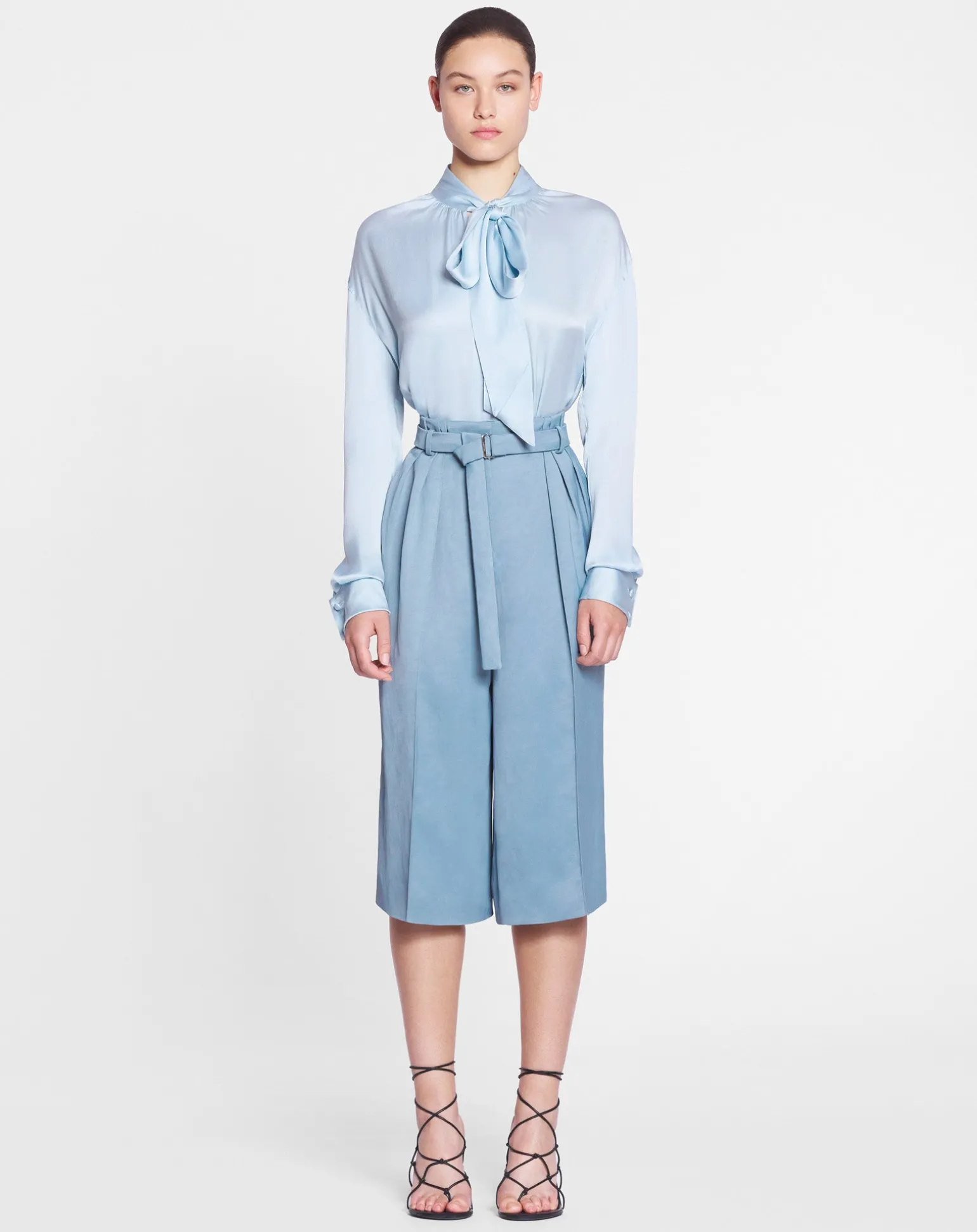 Lanvin Ascot collar blouse Skyblue Clearance