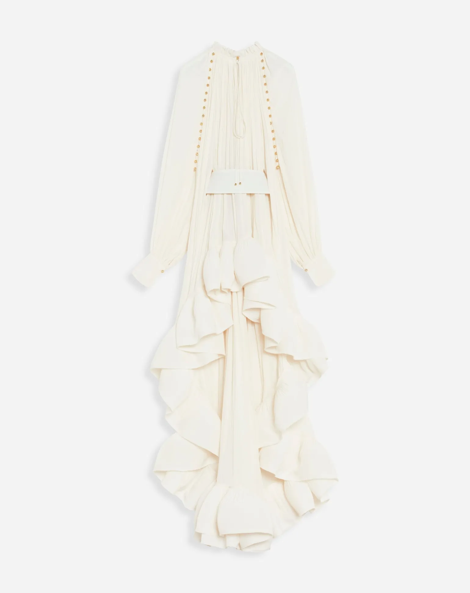 Lanvin Asymmetrical charmeuse dress Offwhite Flash Sale