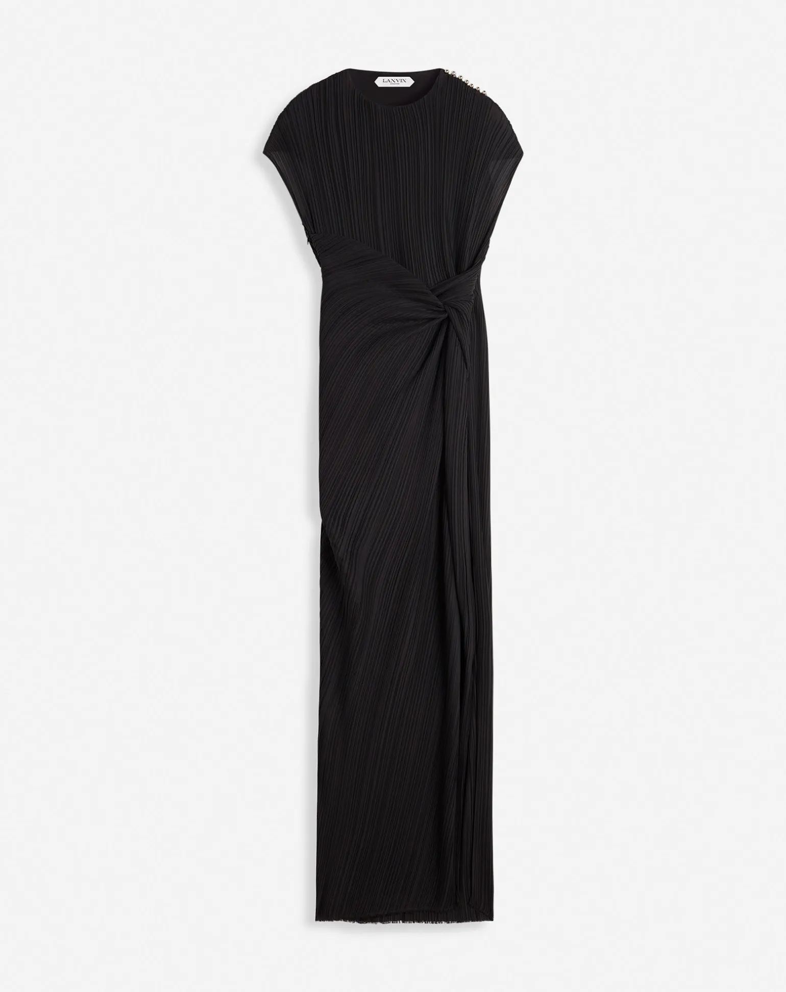 Lanvin Asymmetrical pleated dress Black Cheap