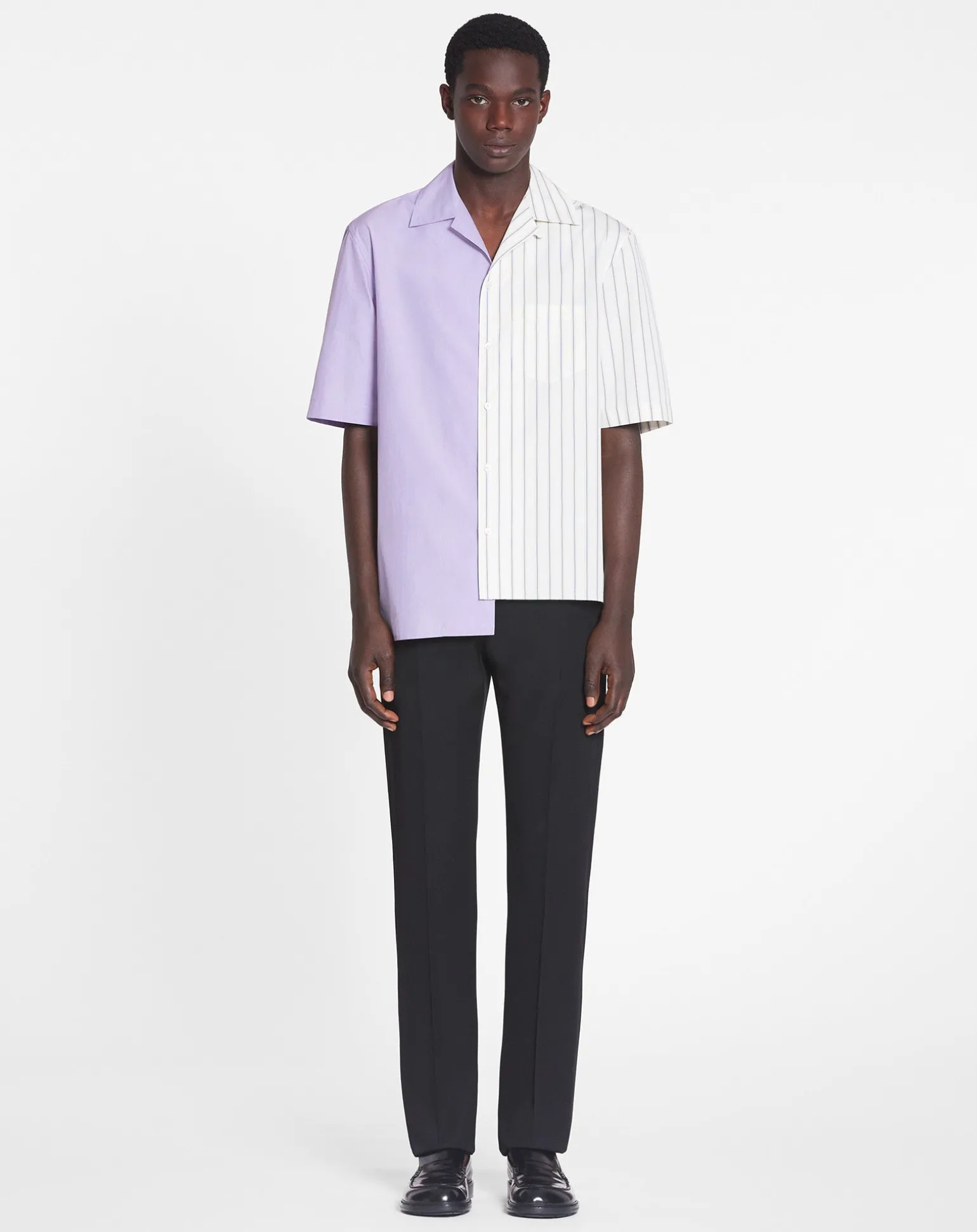 Lanvin Asymmetrical striped shirt White/purple Sale