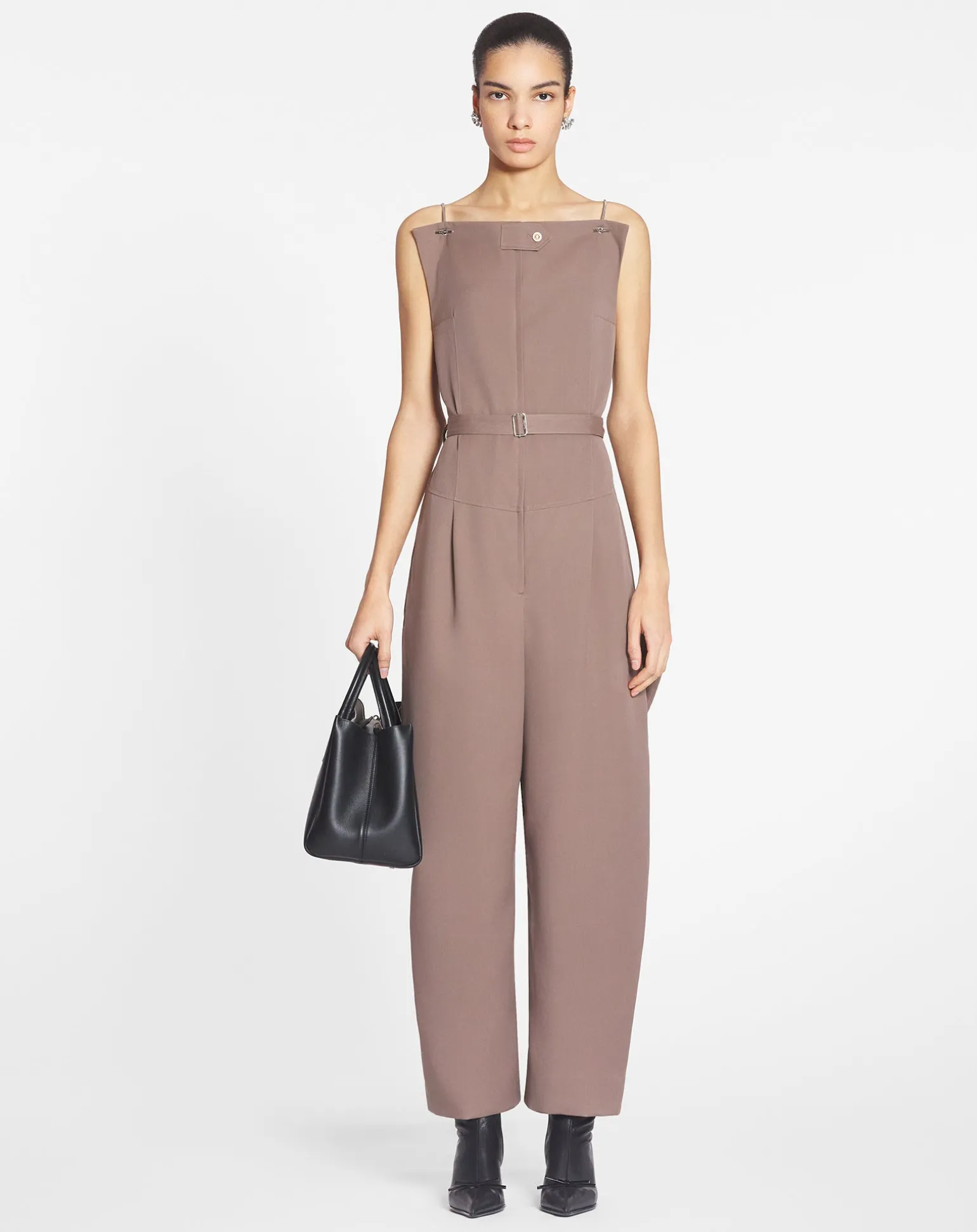 Lanvin Belted bustier jumpsuit Marronglace Flash Sale