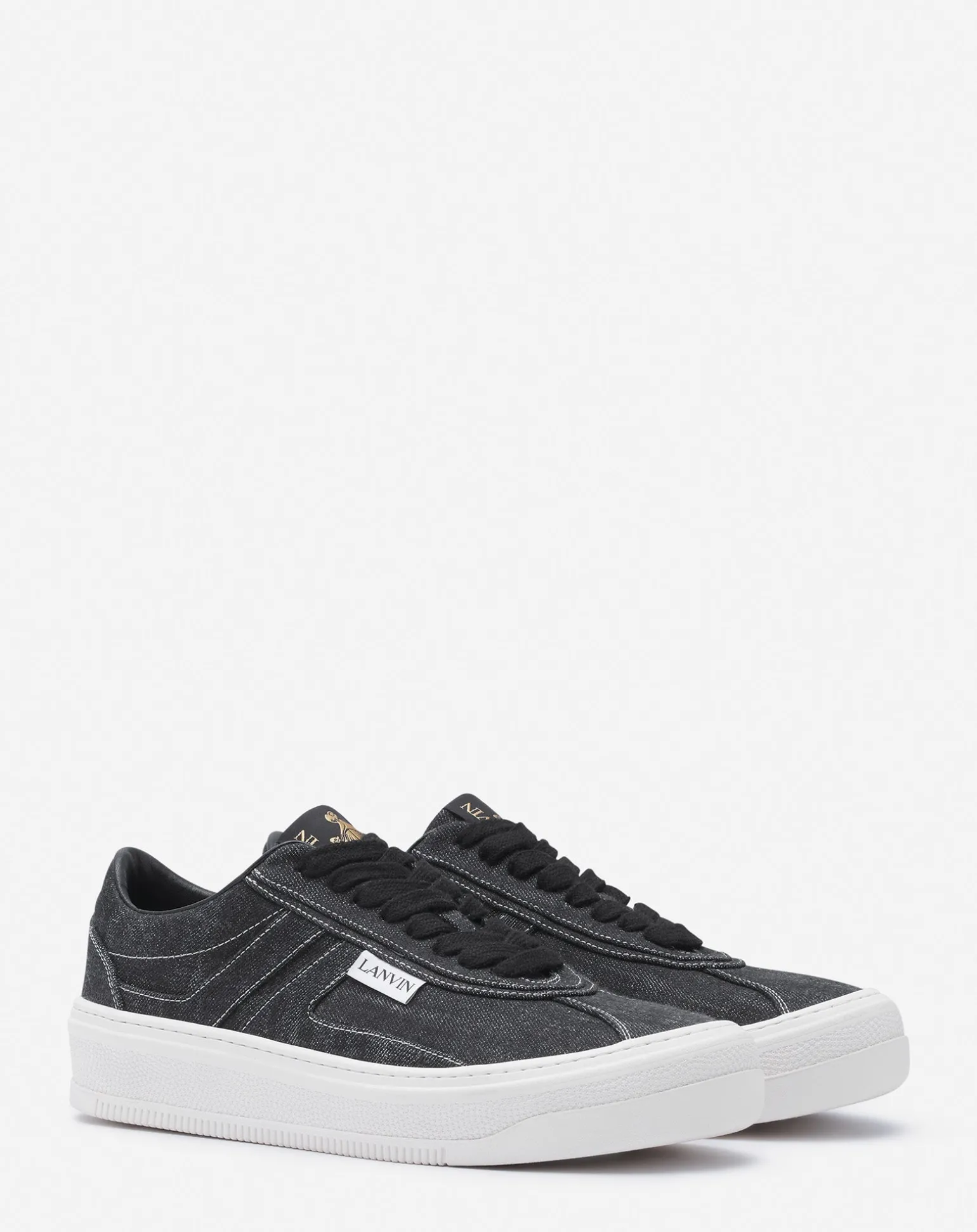 Lanvin Cash sneakers by in denim Black/white Cheap