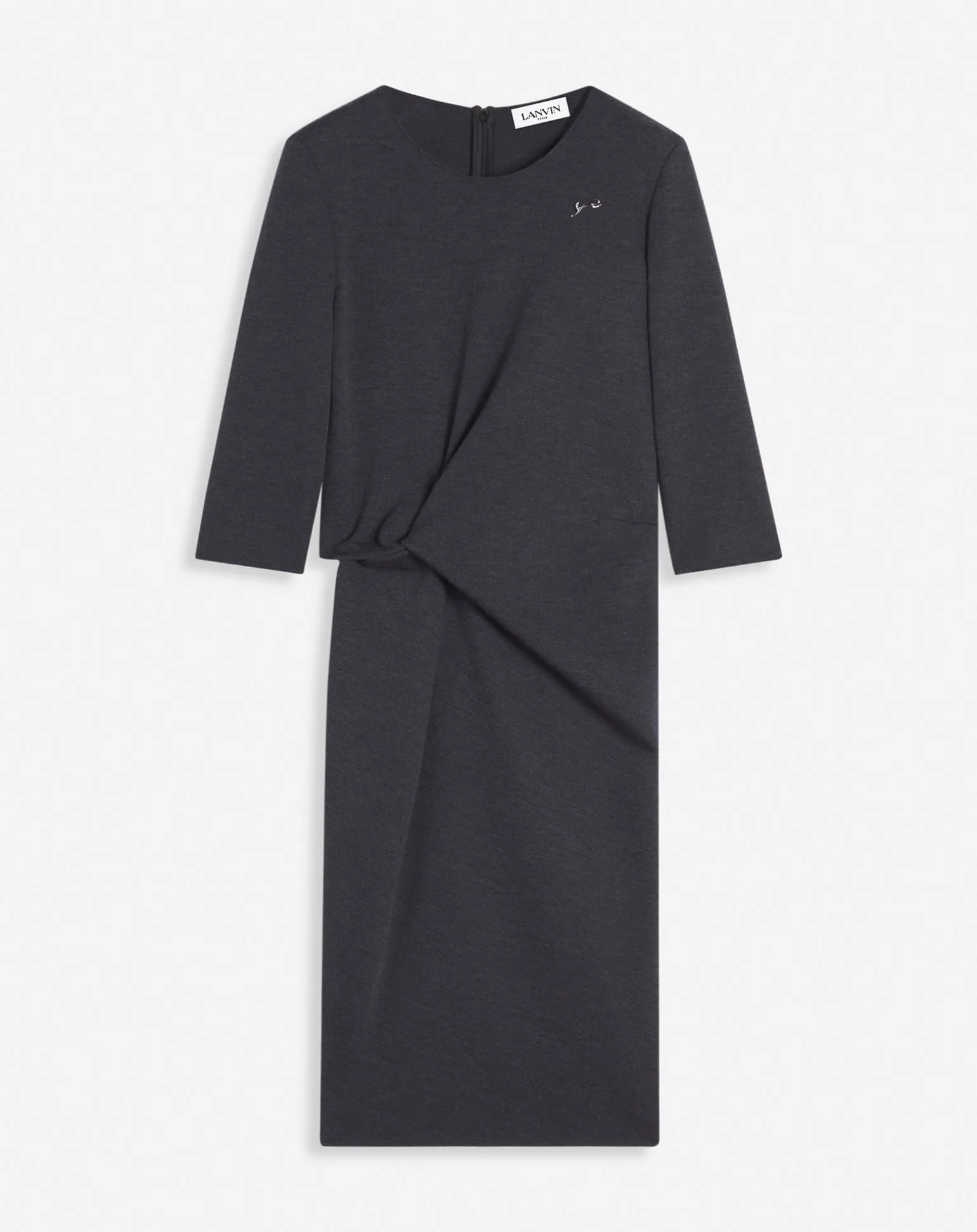 Lanvin Cat pin mid-length dress Darkgrey Outlet