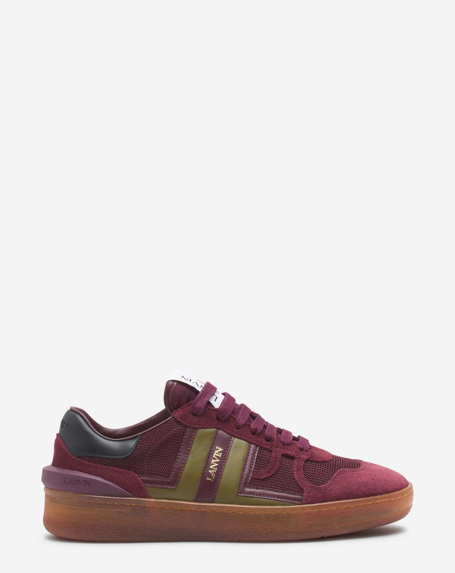 Lanvin Clay mesh sneakers Burgundy/green Flash Sale