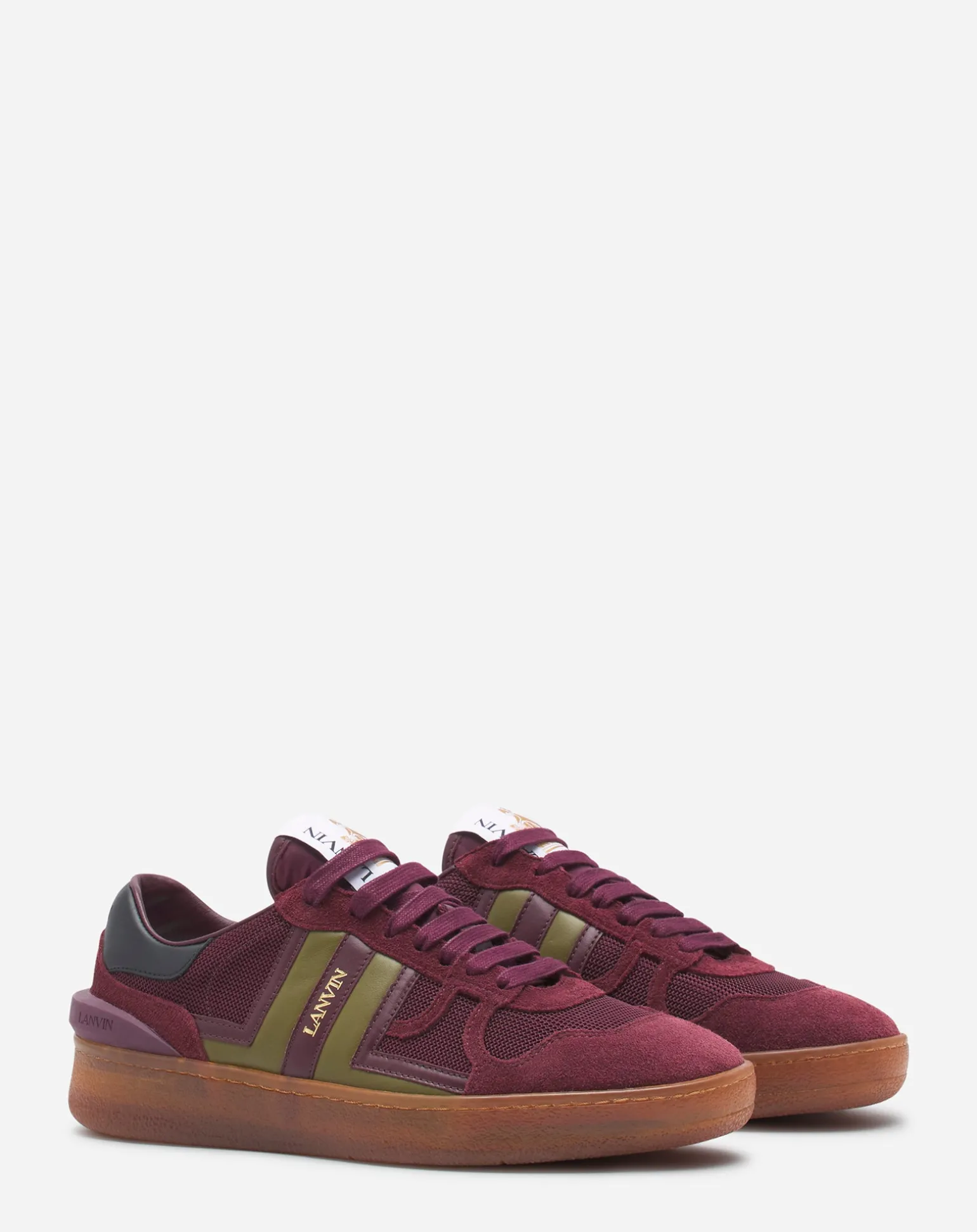 Lanvin Clay mesh sneakers Burgundy/green Flash Sale