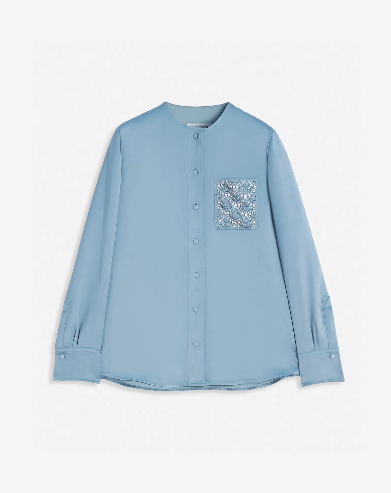 Lanvin Collarless shirt with embroidered pocket Lunar Shop