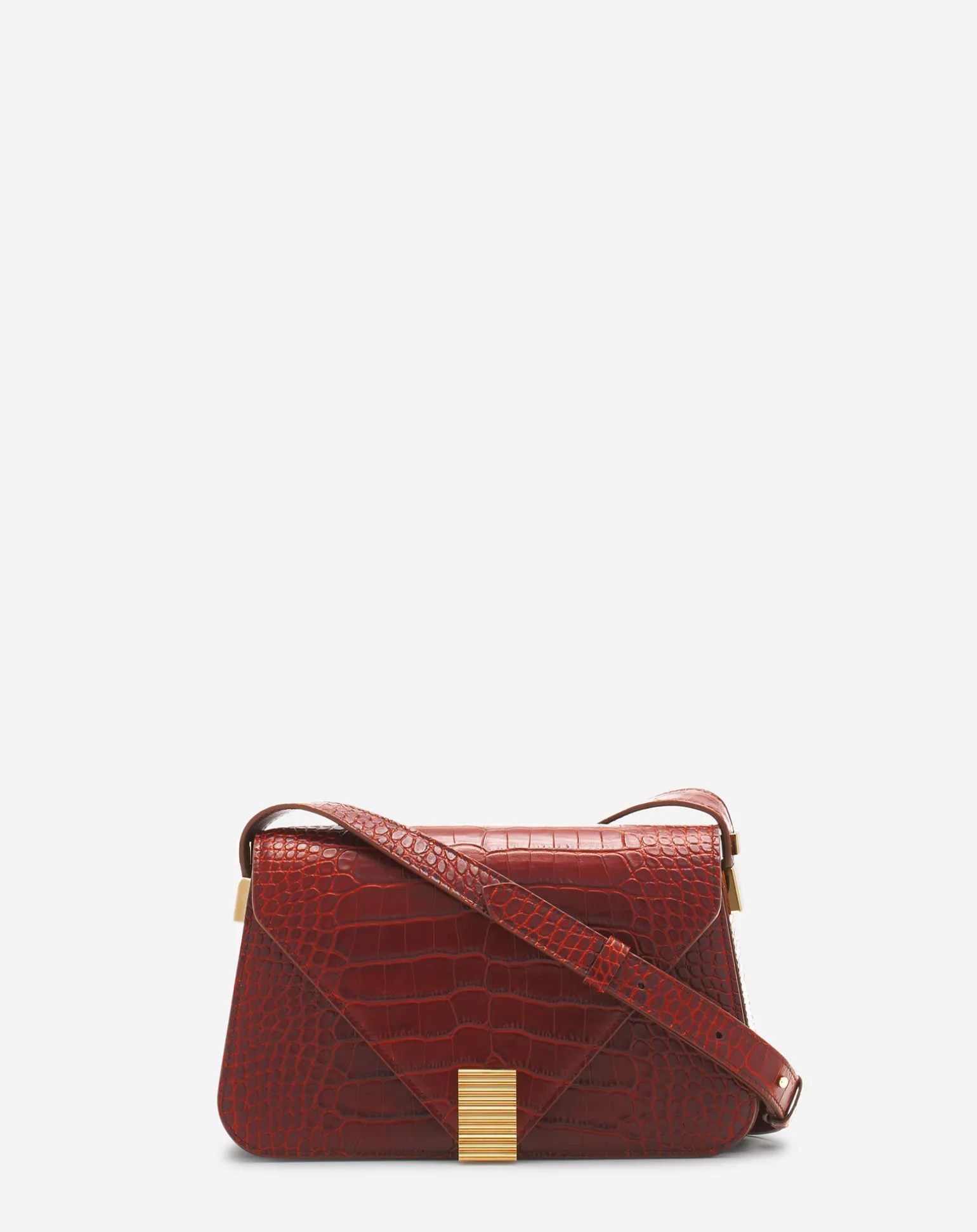 Lanvin Concerto arpège bag in crocodile-effect leather Mahogany Online