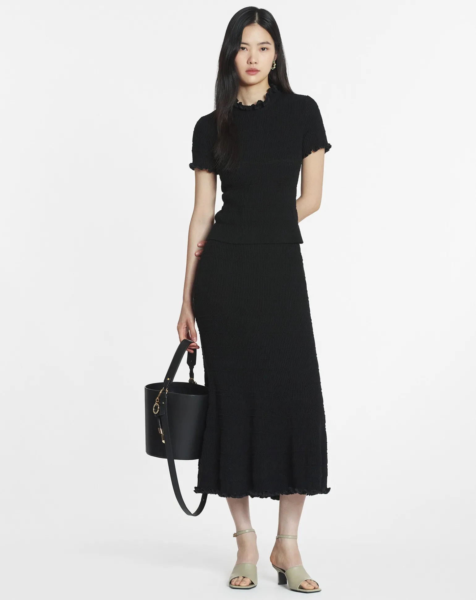 Lanvin Cotton midi skirt Black New