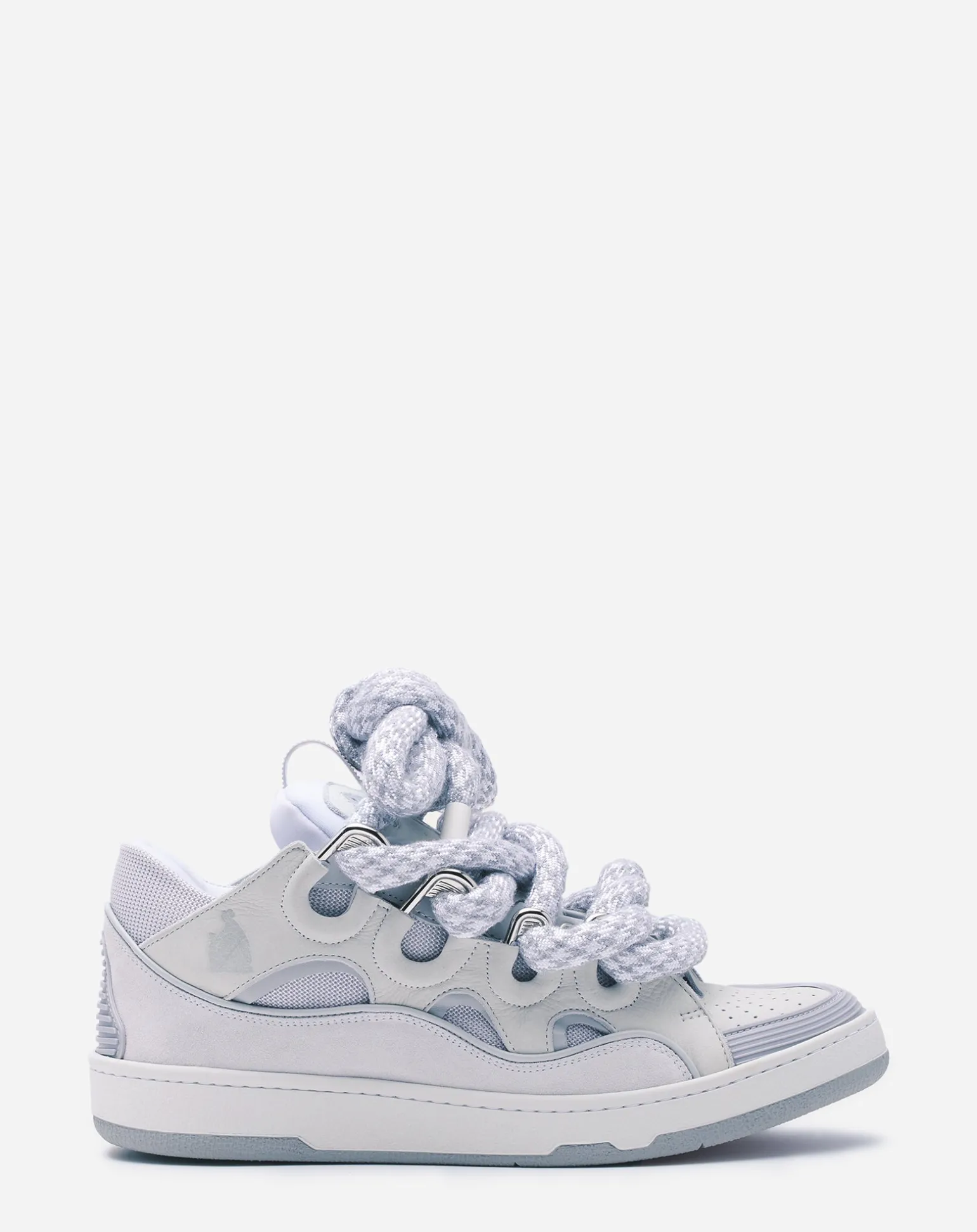 Lanvin Curb sneakers in leather with snake laces White/grey Sale