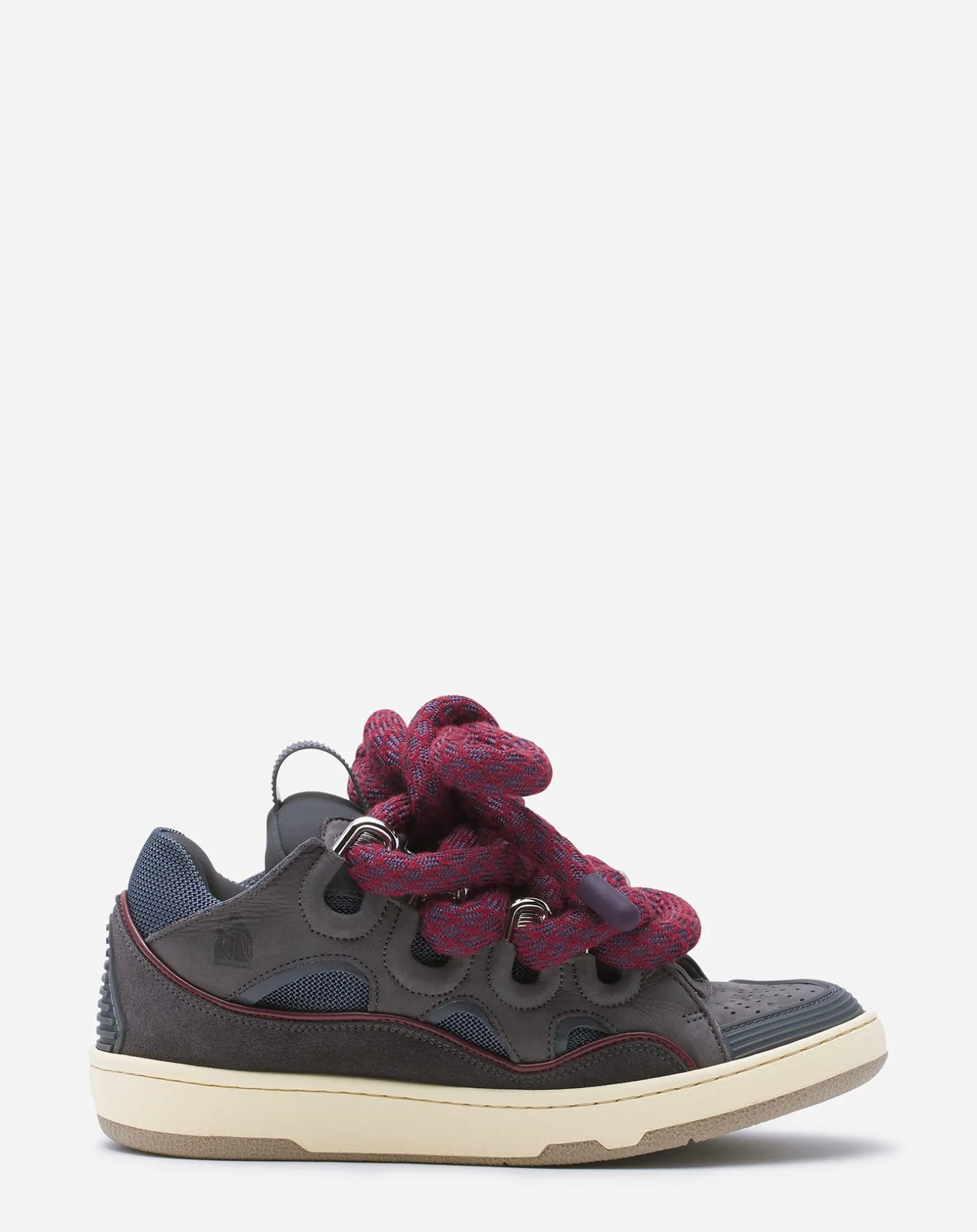 Lanvin Curb sneakers in leather with snake laces Sharkgrey Discount