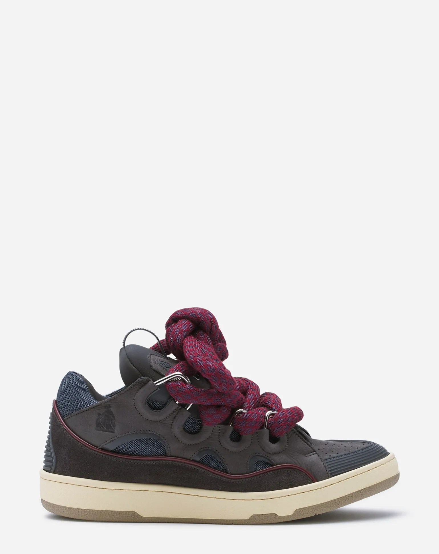 Lanvin Curb sneakers in leather with snake laces Sharkgrey Shop