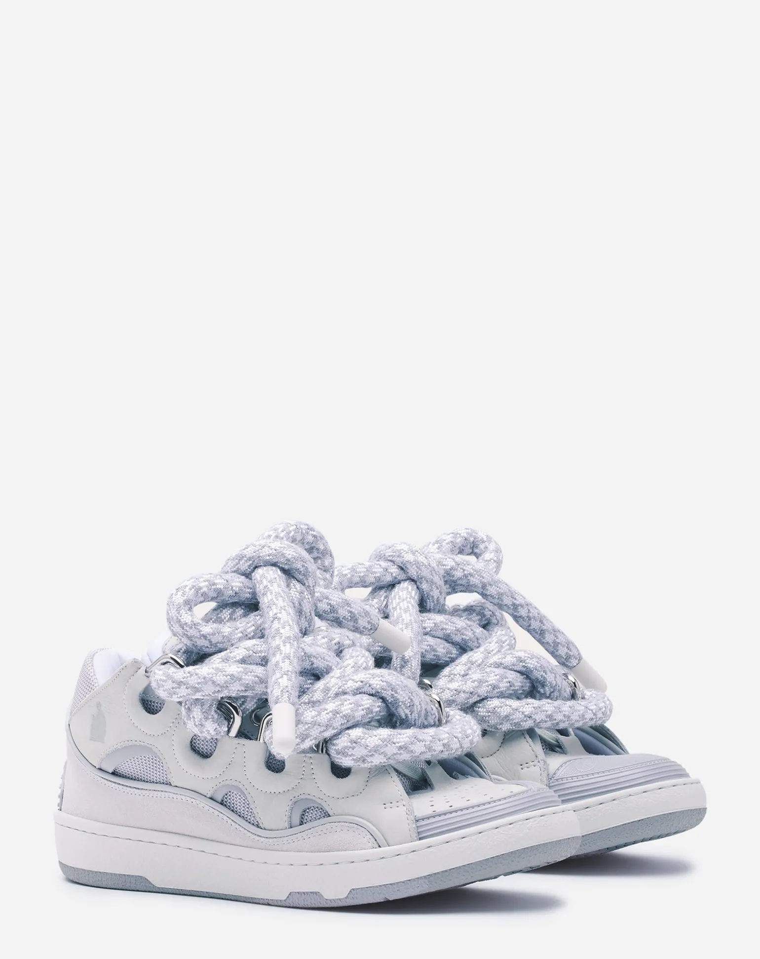 Lanvin Curb sneakers in leather with snake laces White Sale