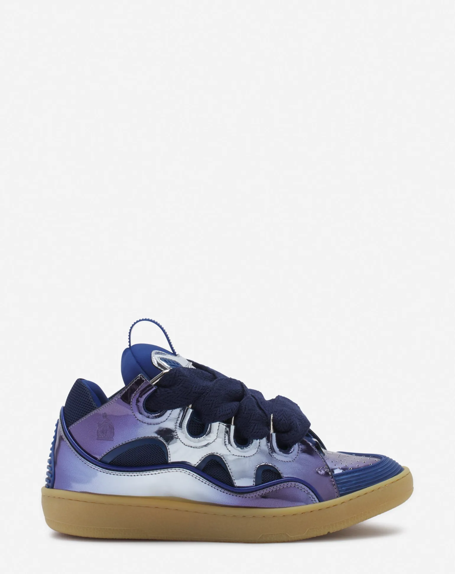 Lanvin Curb sneakers in metallic leather Cornflower Flash Sale