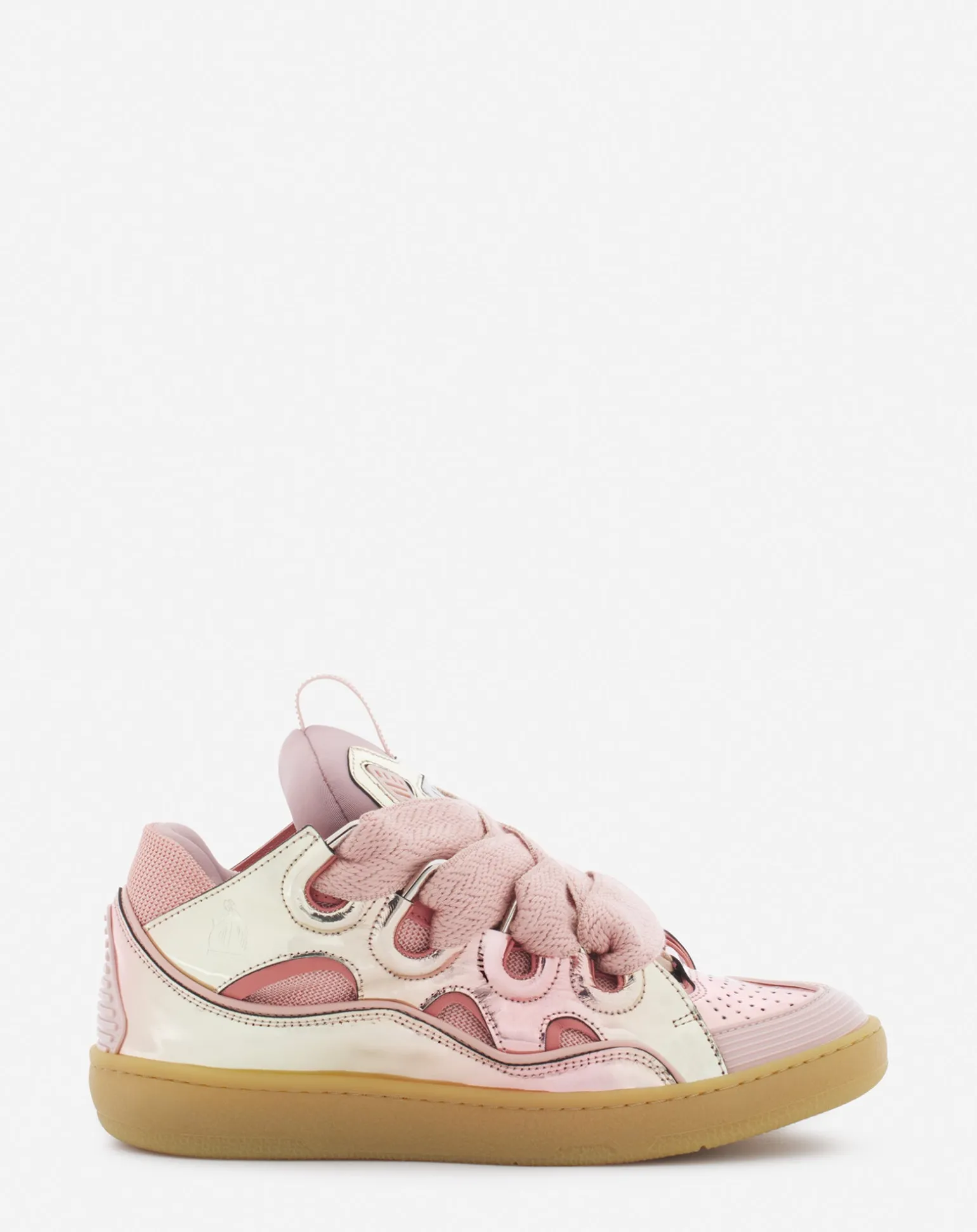 Lanvin Curb sneakers in metallic leather Dustyrose Clearance