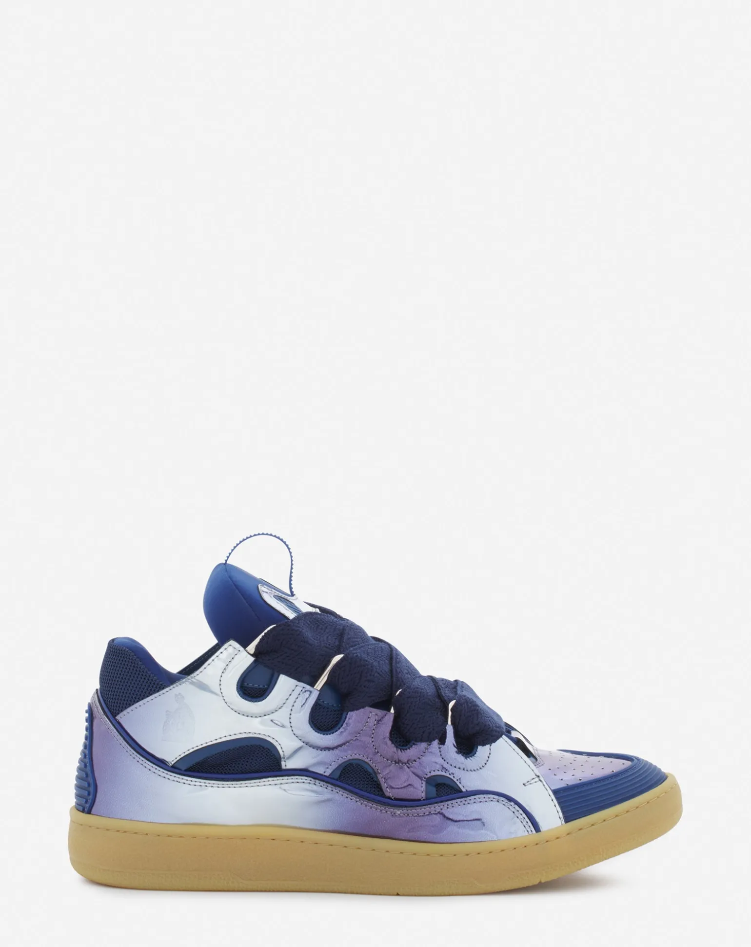 Lanvin Curb sneakers in metallic leather Cornflower Clearance