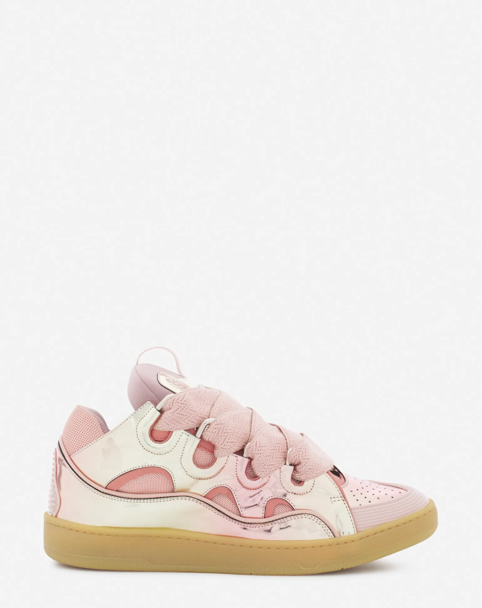 Lanvin Curb sneakers in metallic leather Dustyrose Cheap