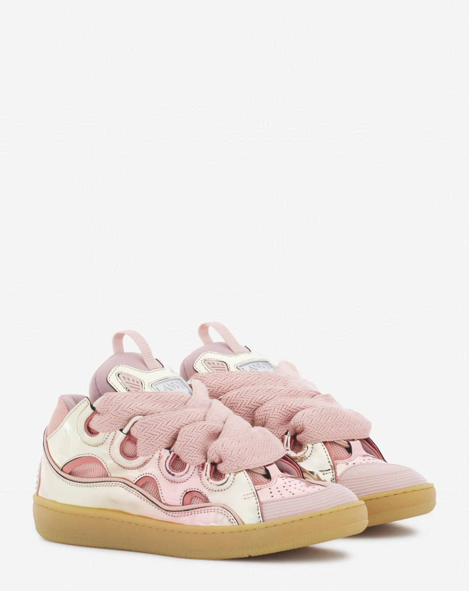 Lanvin Curb sneakers in metallic leather Dustyrose Clearance