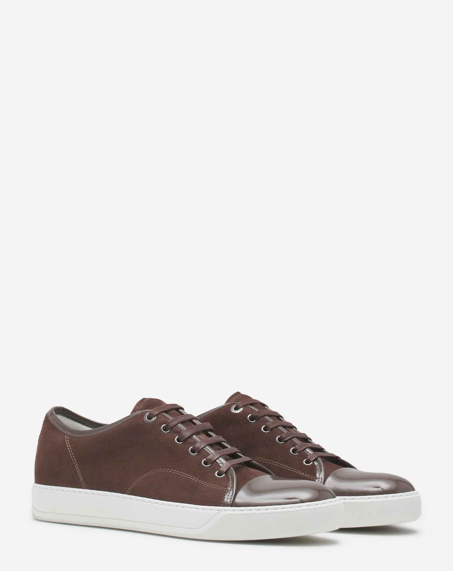 Lanvin Dbb1 leather and suede sneakers Darkbrown Cheap