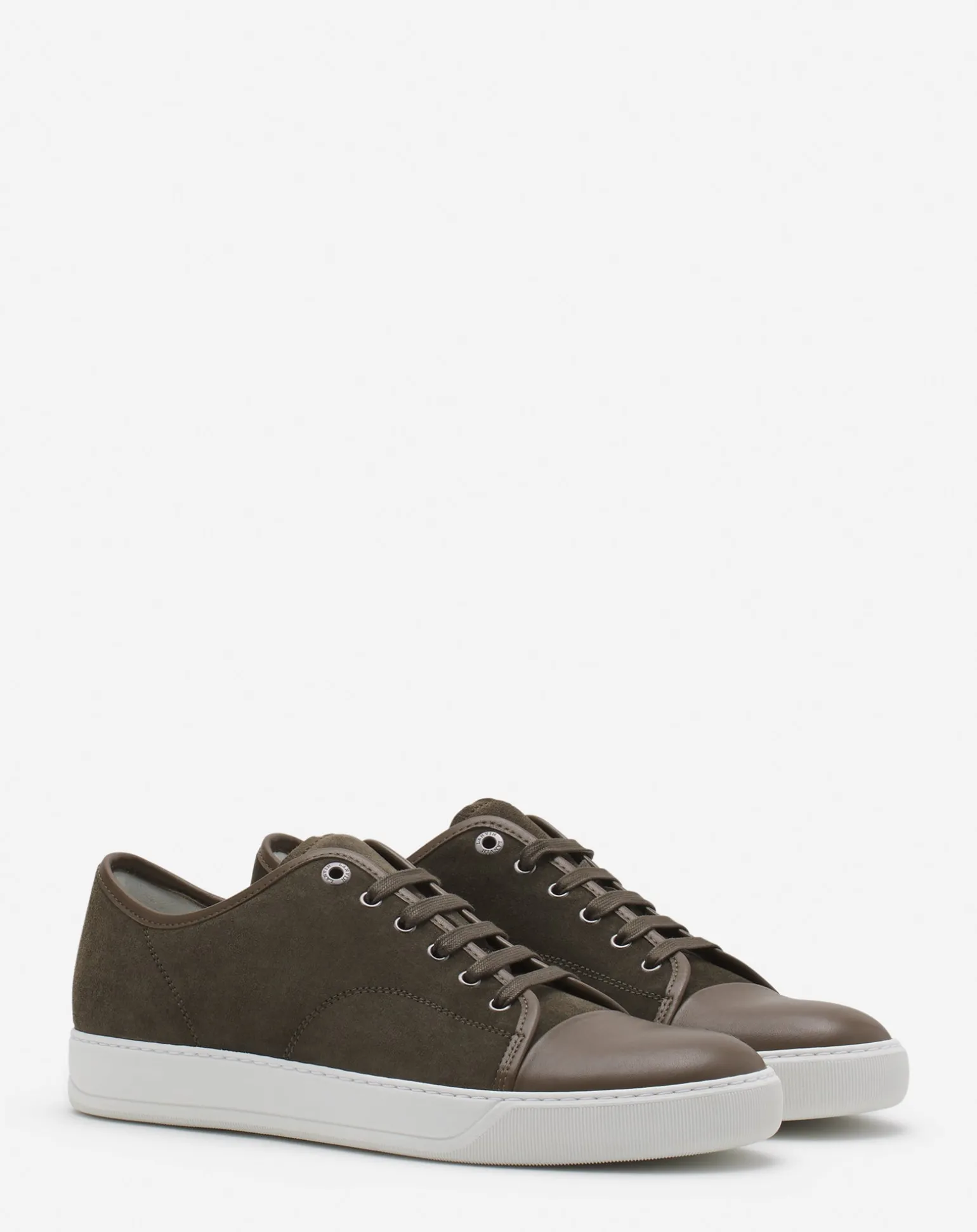 Lanvin Dbb1 leather and suede sneakers Khaki/white Cheap