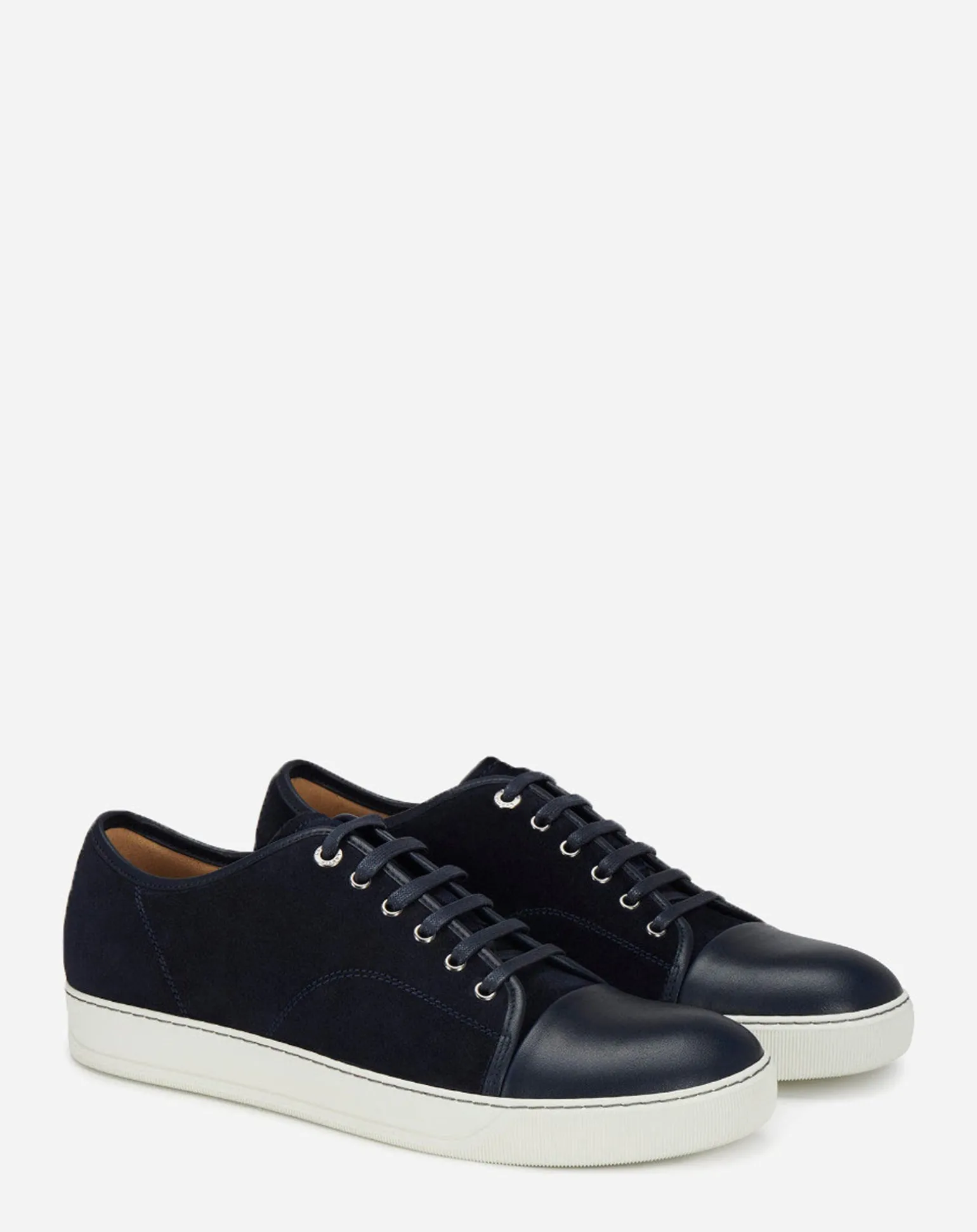 Lanvin Dbb1 leather and suede sneakers Navyblue Cheap