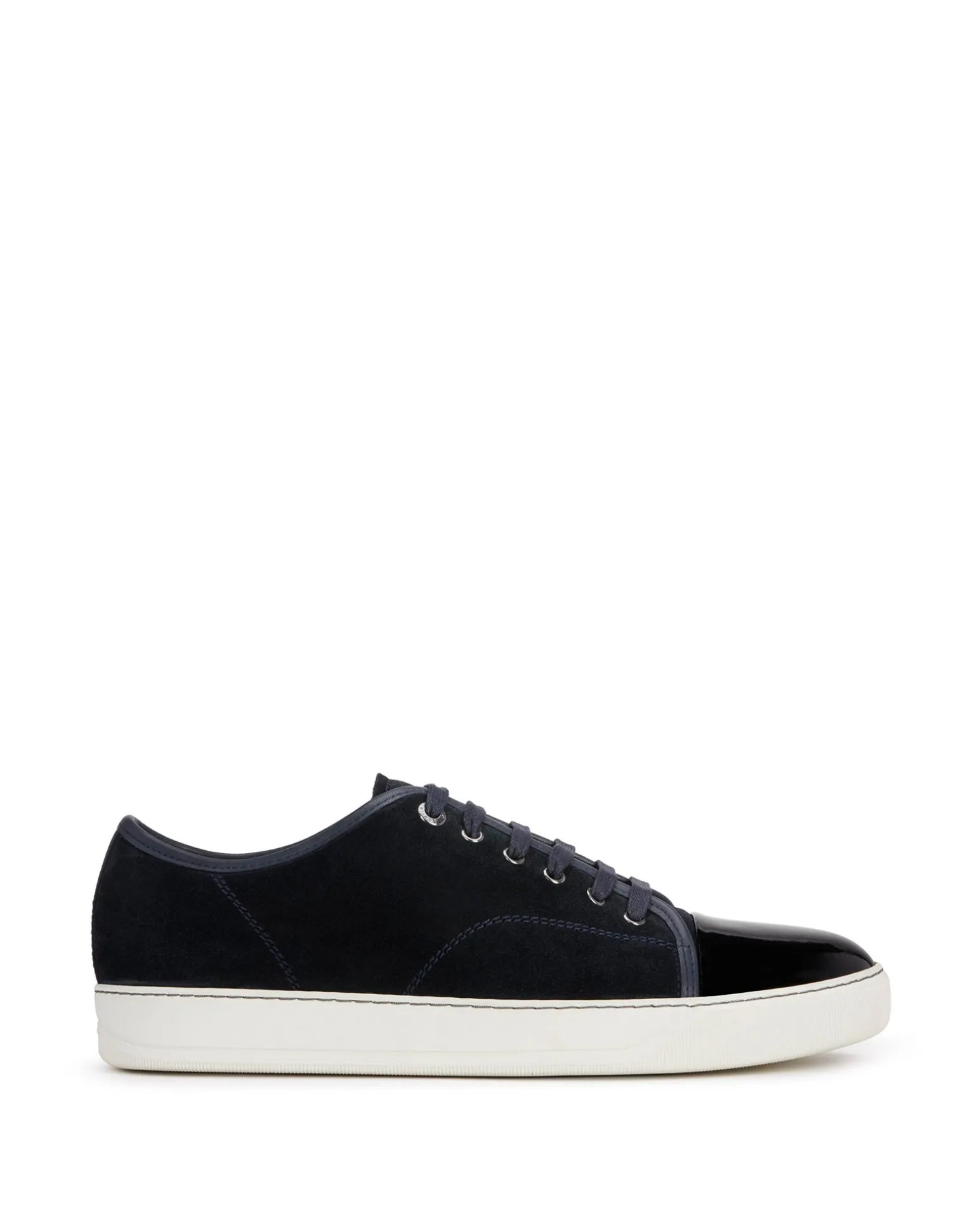 Lanvin Dbb1 suede and patent leather sneakers Navyblue Shop