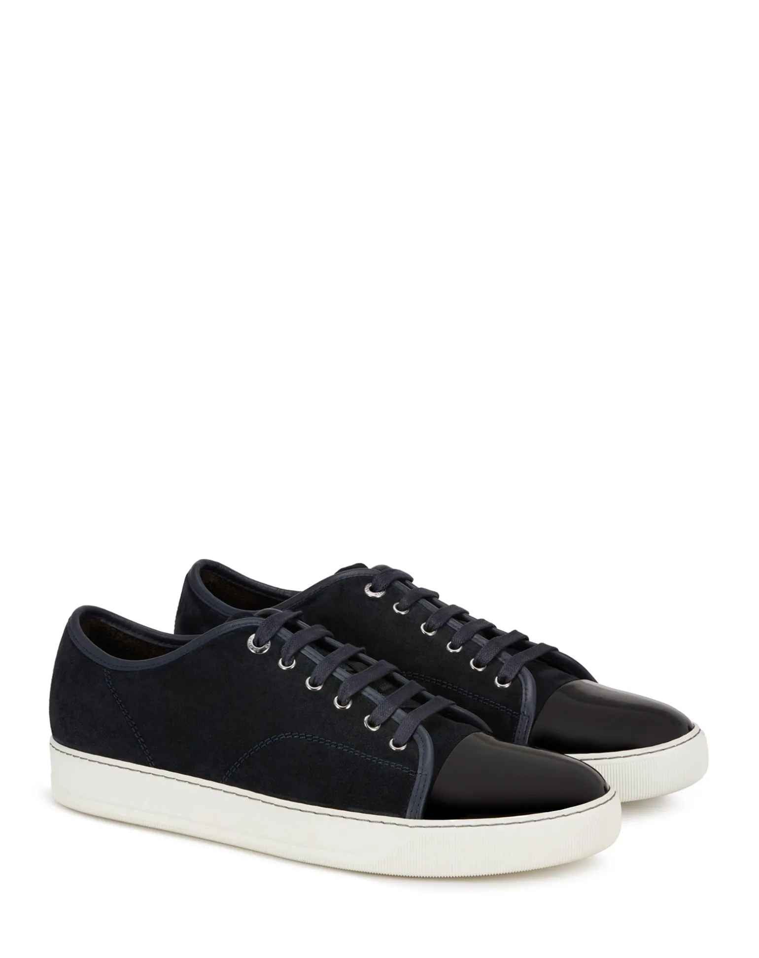 Lanvin Dbb1 suede and patent leather sneakers Navyblue Shop