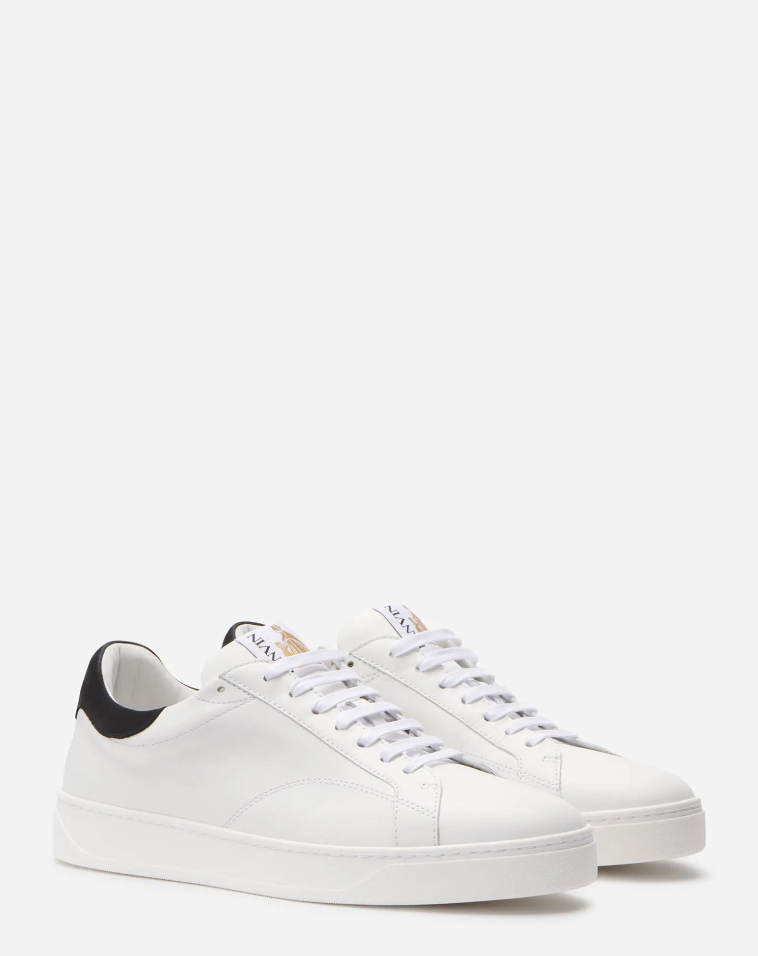 Lanvin Ddb0 leather and suede sneakers White/black Online