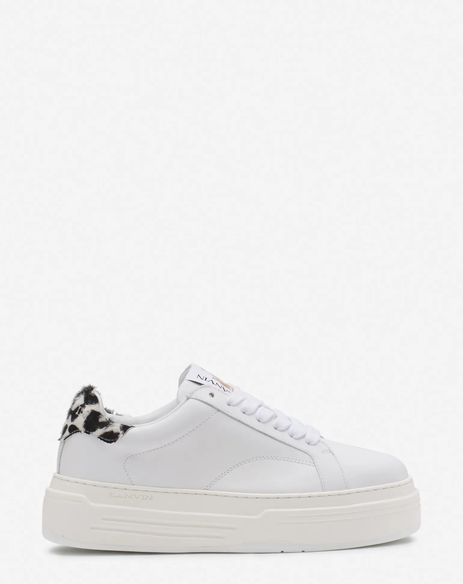 Lanvin Ddb0 leather platform sneakers White/black New