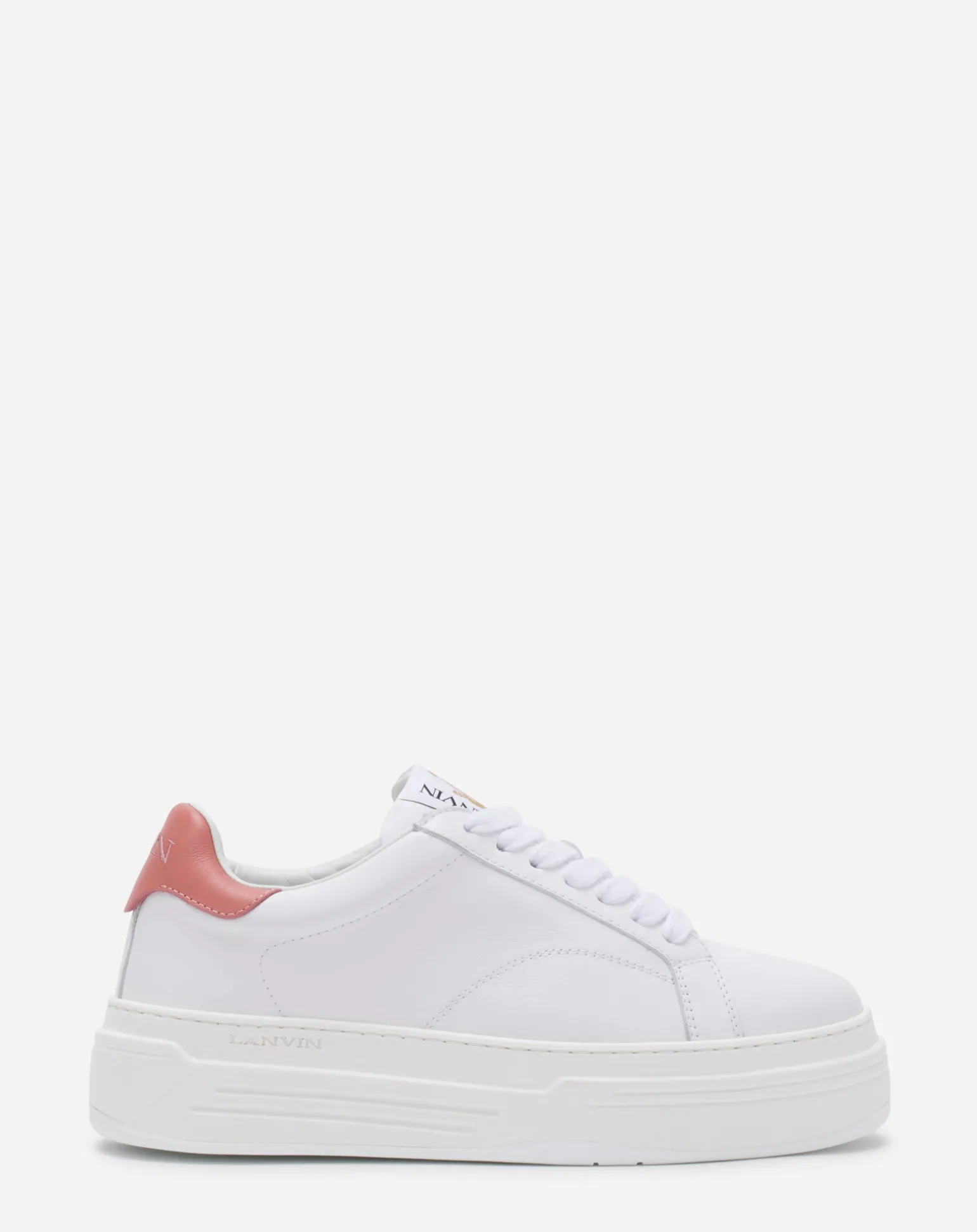 Lanvin Ddb0 leather platform sneakers White/pink Clearance