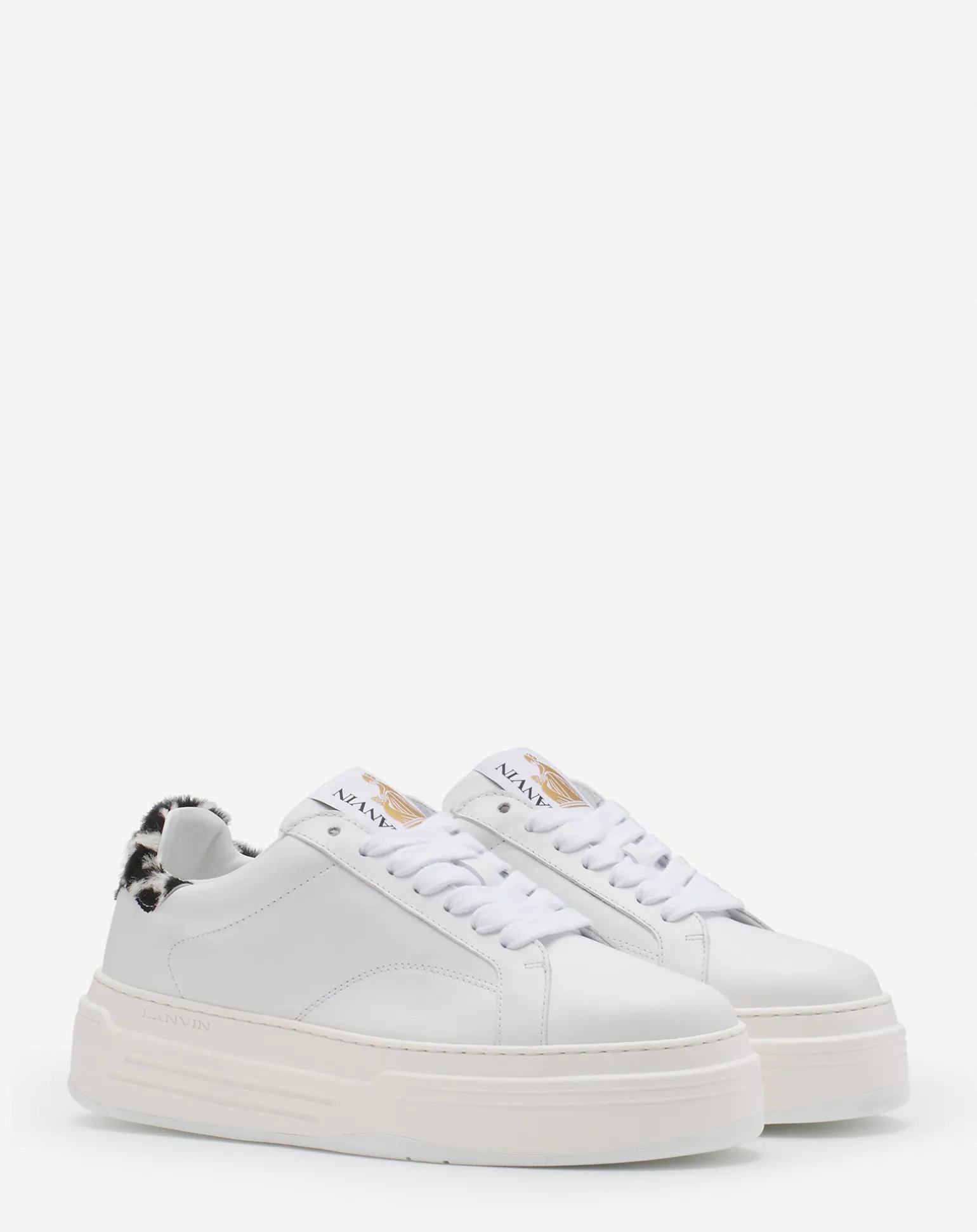 Lanvin Ddb0 leather platform sneakers White/black New