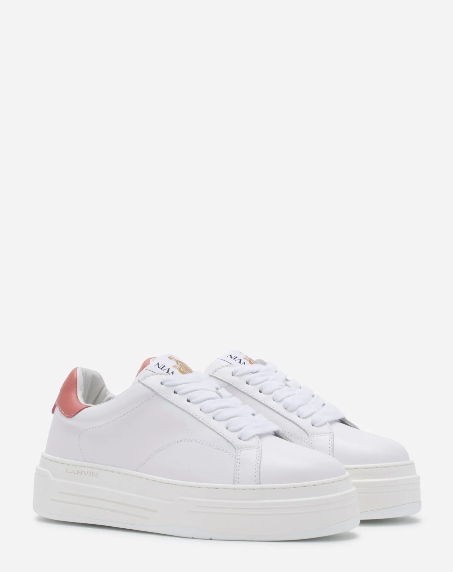 Lanvin Ddb0 leather platform sneakers White/pink Clearance