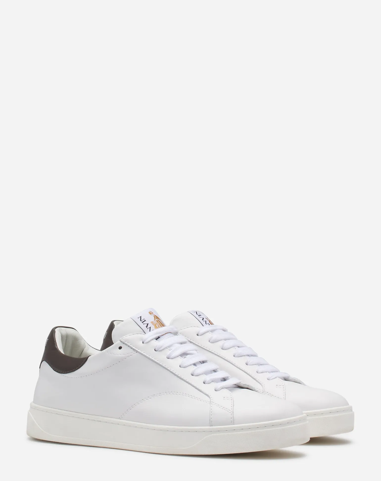 Lanvin Ddb0 leather sneakers White/brown Discount