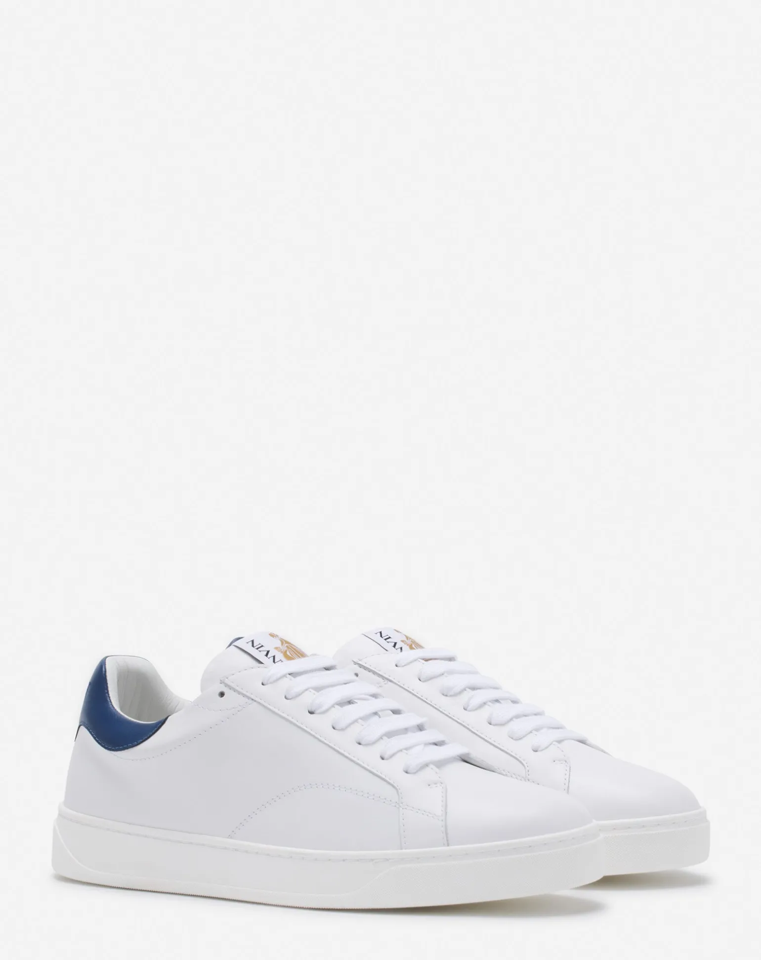 Lanvin Ddb0 leather sneakers White/darkblue Online