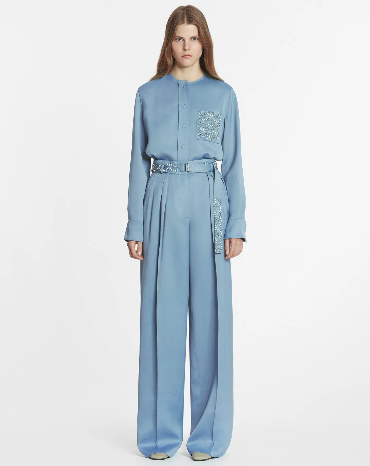 Lanvin Embroidered wide-leg pants Lunar Discount