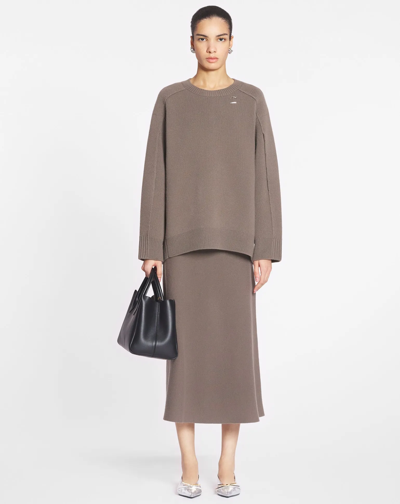 Lanvin Flared midi skirt Marronglace Flash Sale