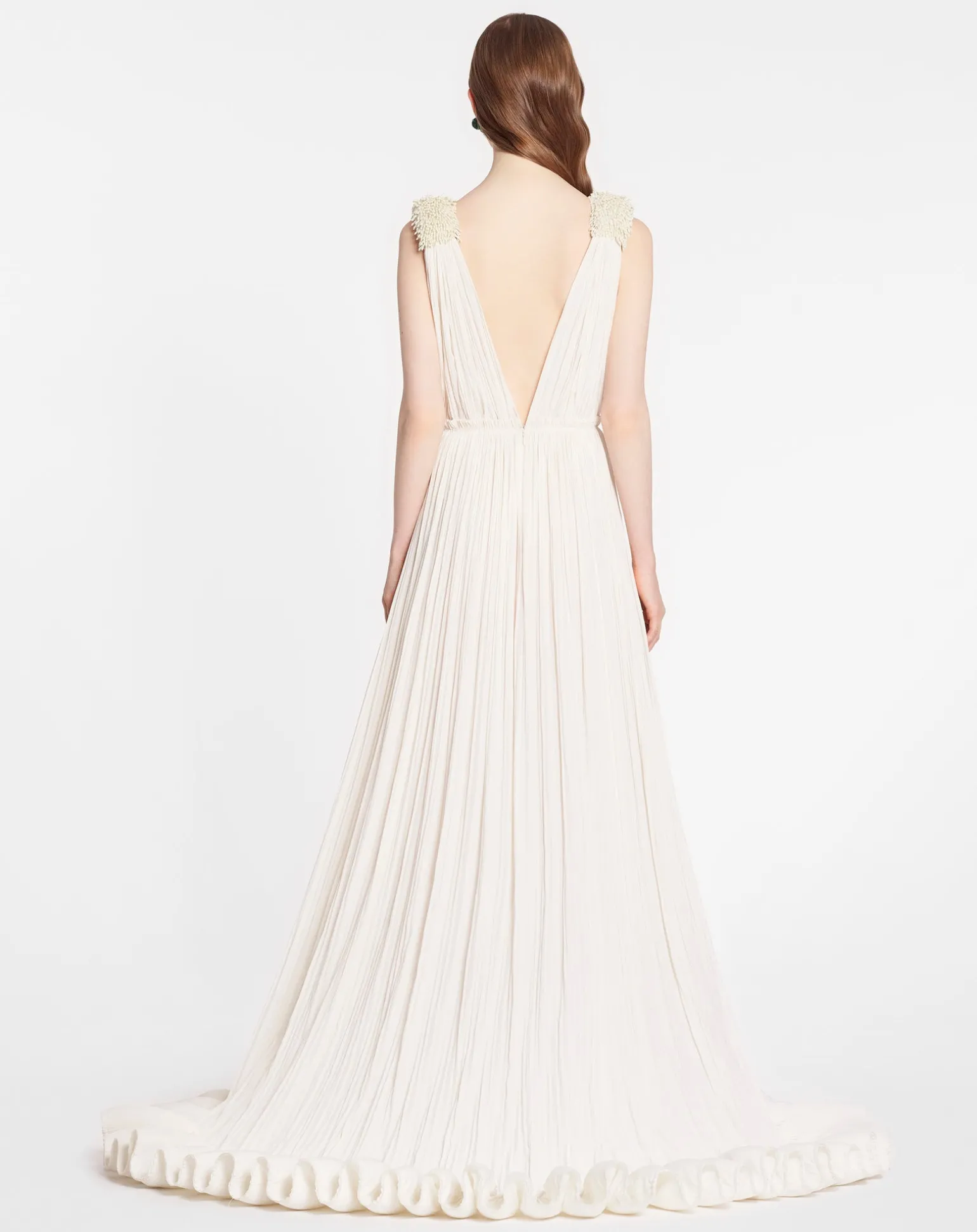 Lanvin Floor length evening gown in charmeuse Offwhite Shop