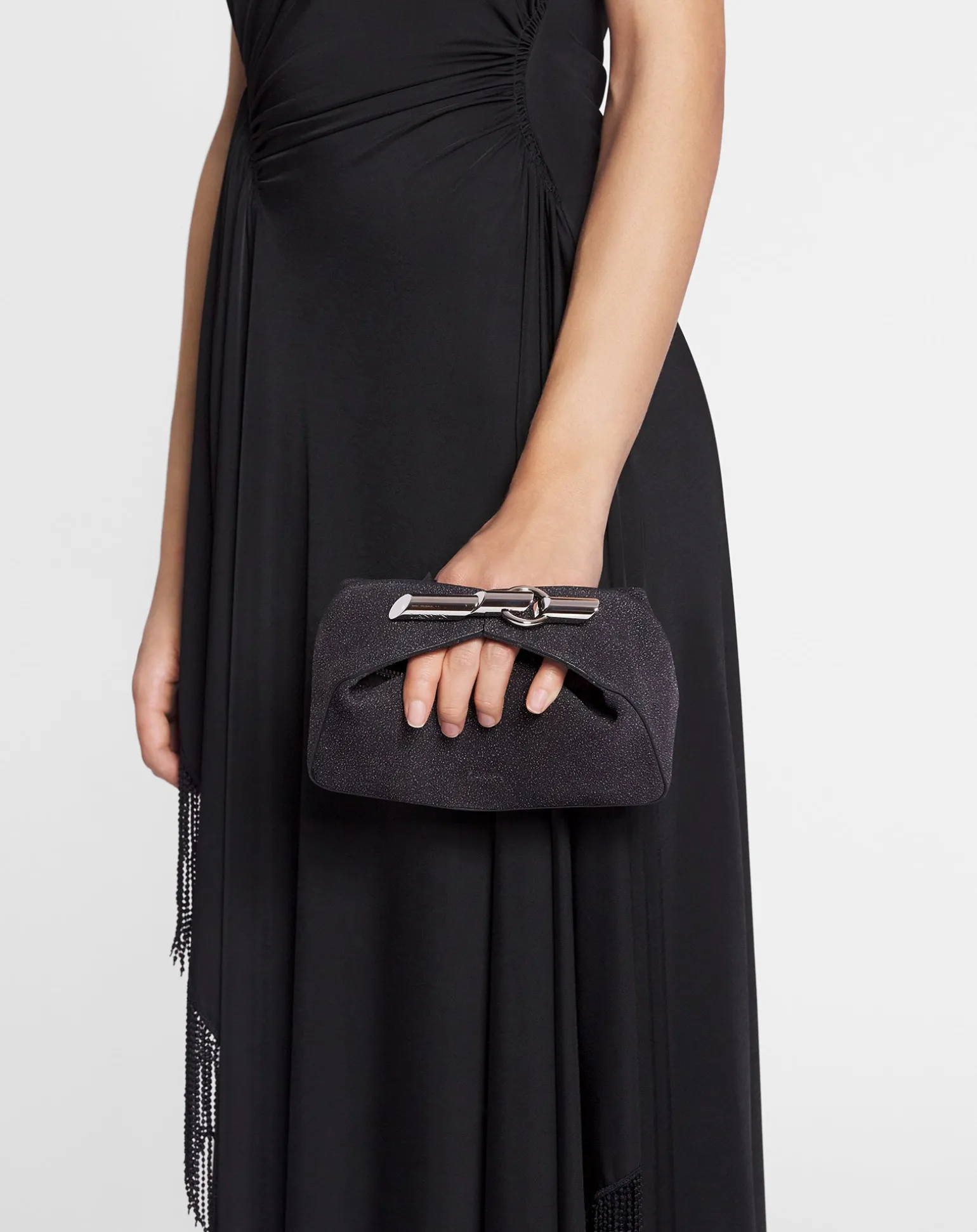 Lanvin Haute séquence clutch bag in suede Black Outlet