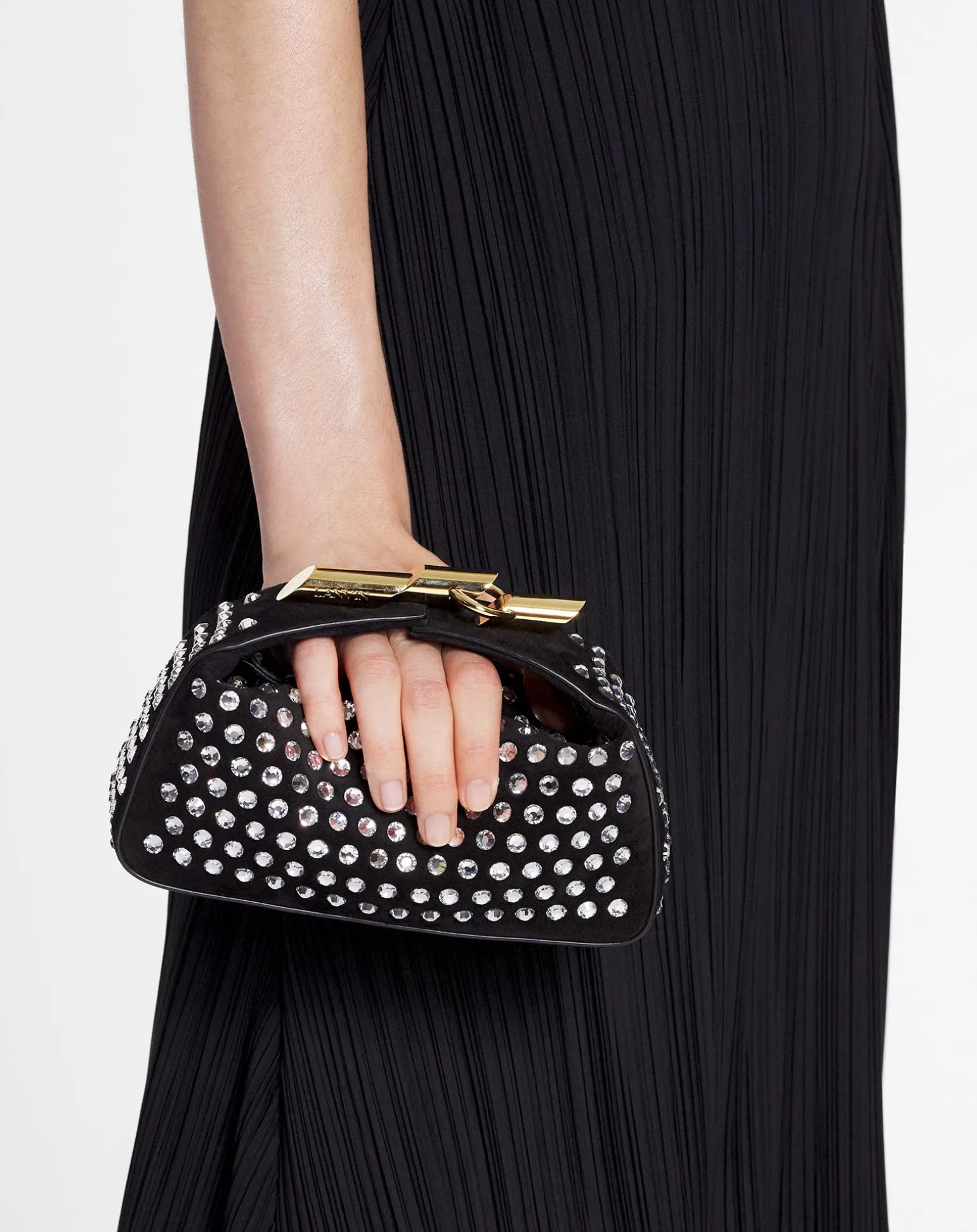 Lanvin Haute séquence leather clutch bag with rhinestones Black Shop