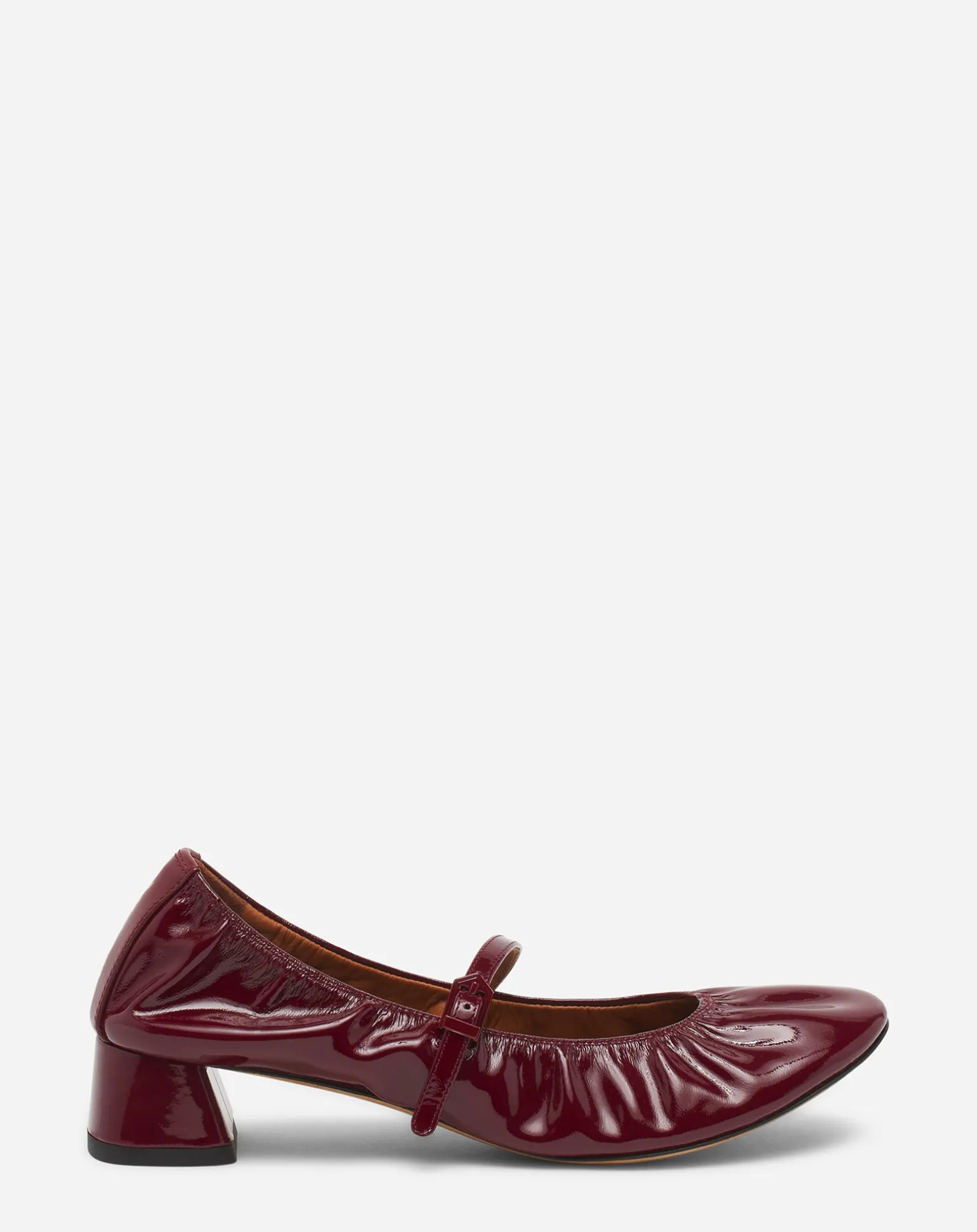 Lanvin Heeled mary jane in glossy leather Burgundy New