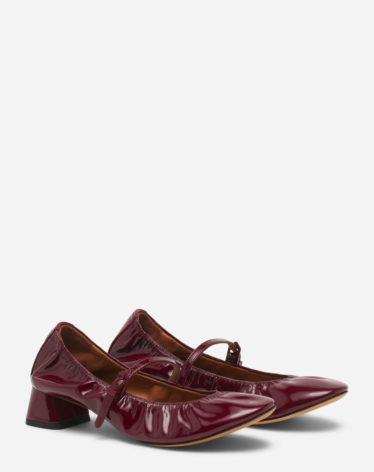 Lanvin Heeled mary jane in glossy leather Burgundy New