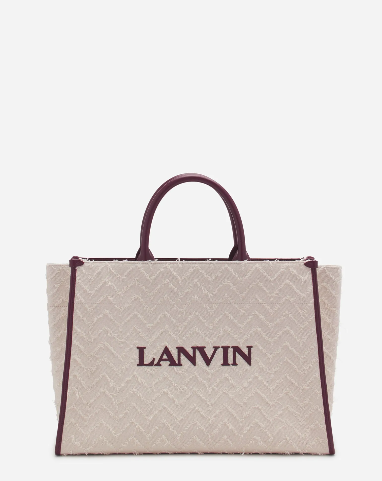 Lanvin Herringbone motif in&out mm tote bag Darkbeige/burgundy Shop