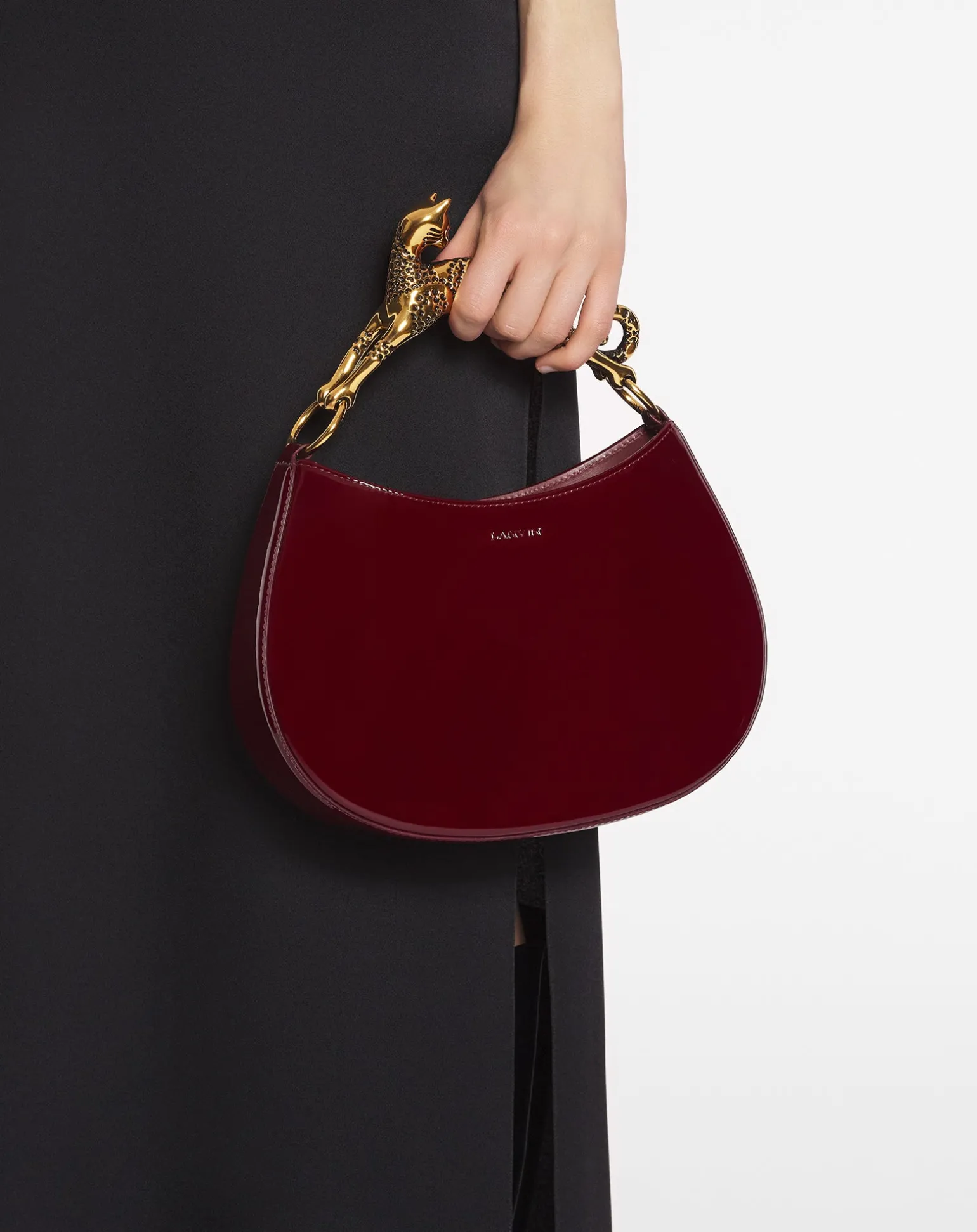 Lanvin Hobo cat bag in glossy leather Burgundy Discount