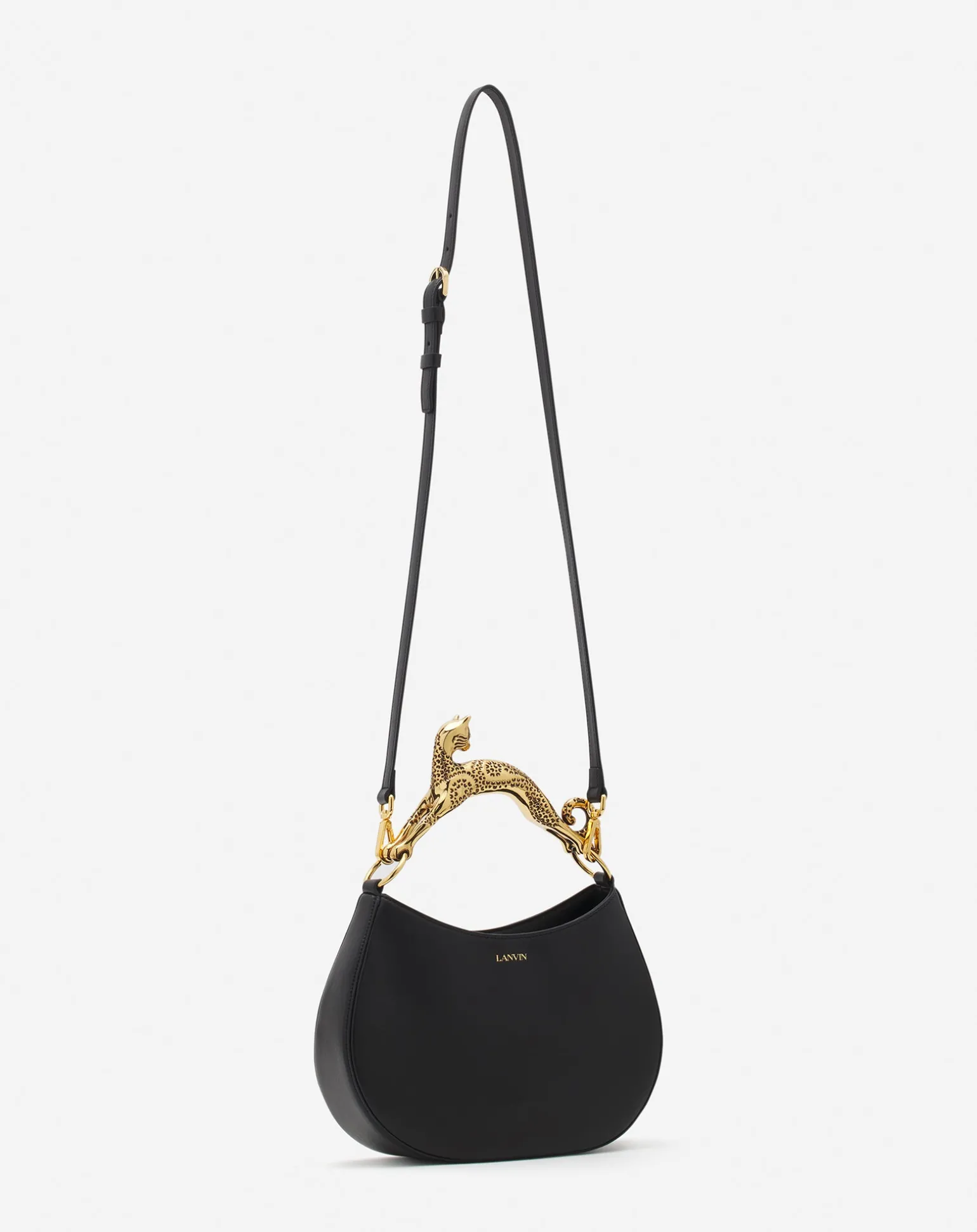 Lanvin Hobo cat leather bag Black New