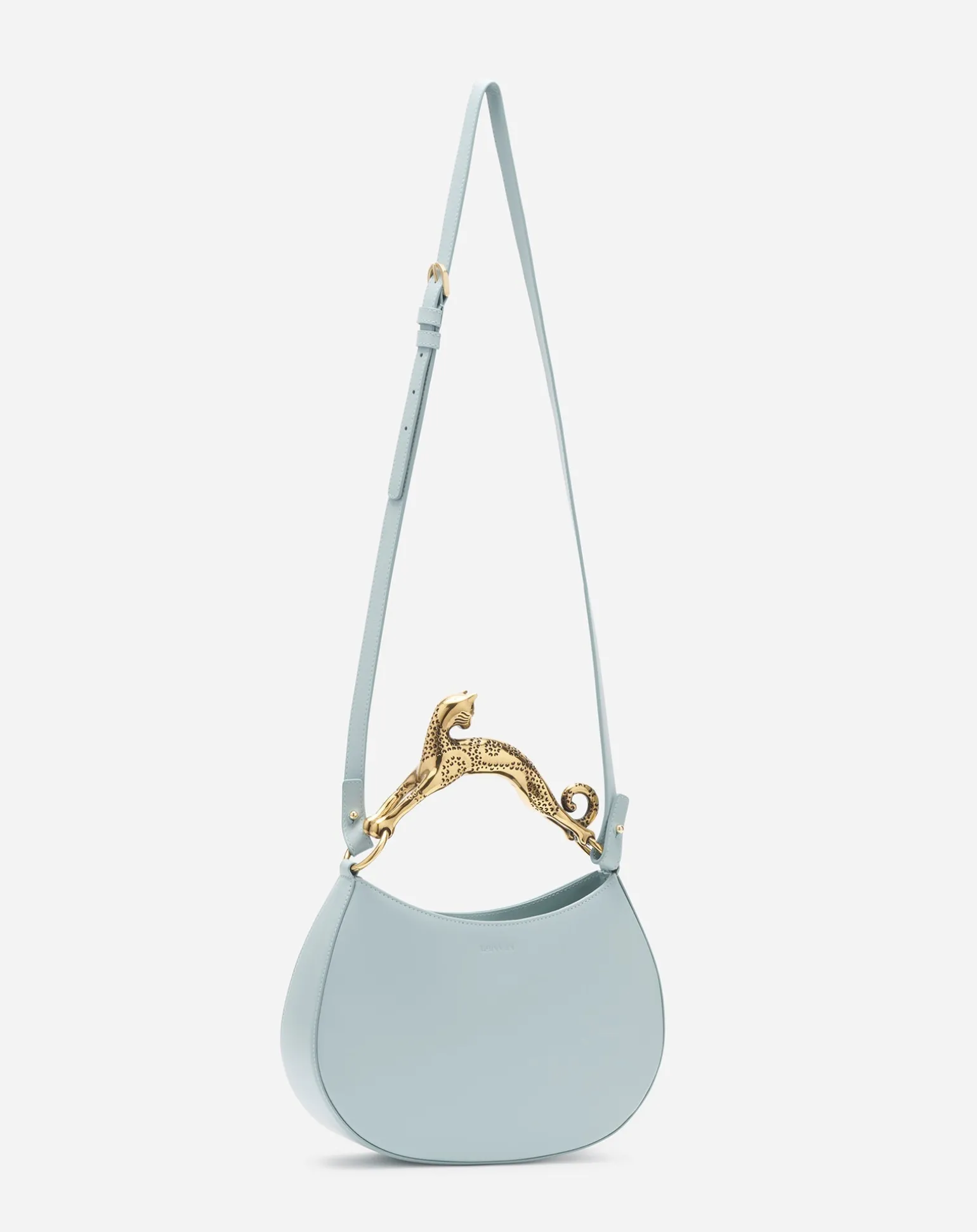 Lanvin Hobo cat leather bag Iceblue Hot