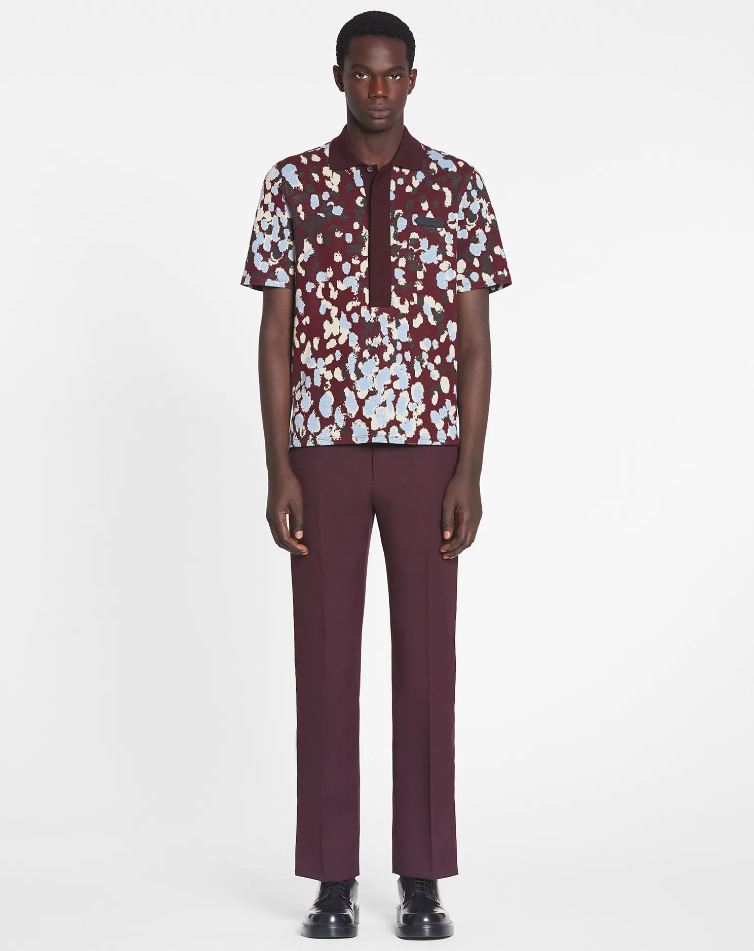 Lanvin Jacquard polo shirt Burgundy Best Sale