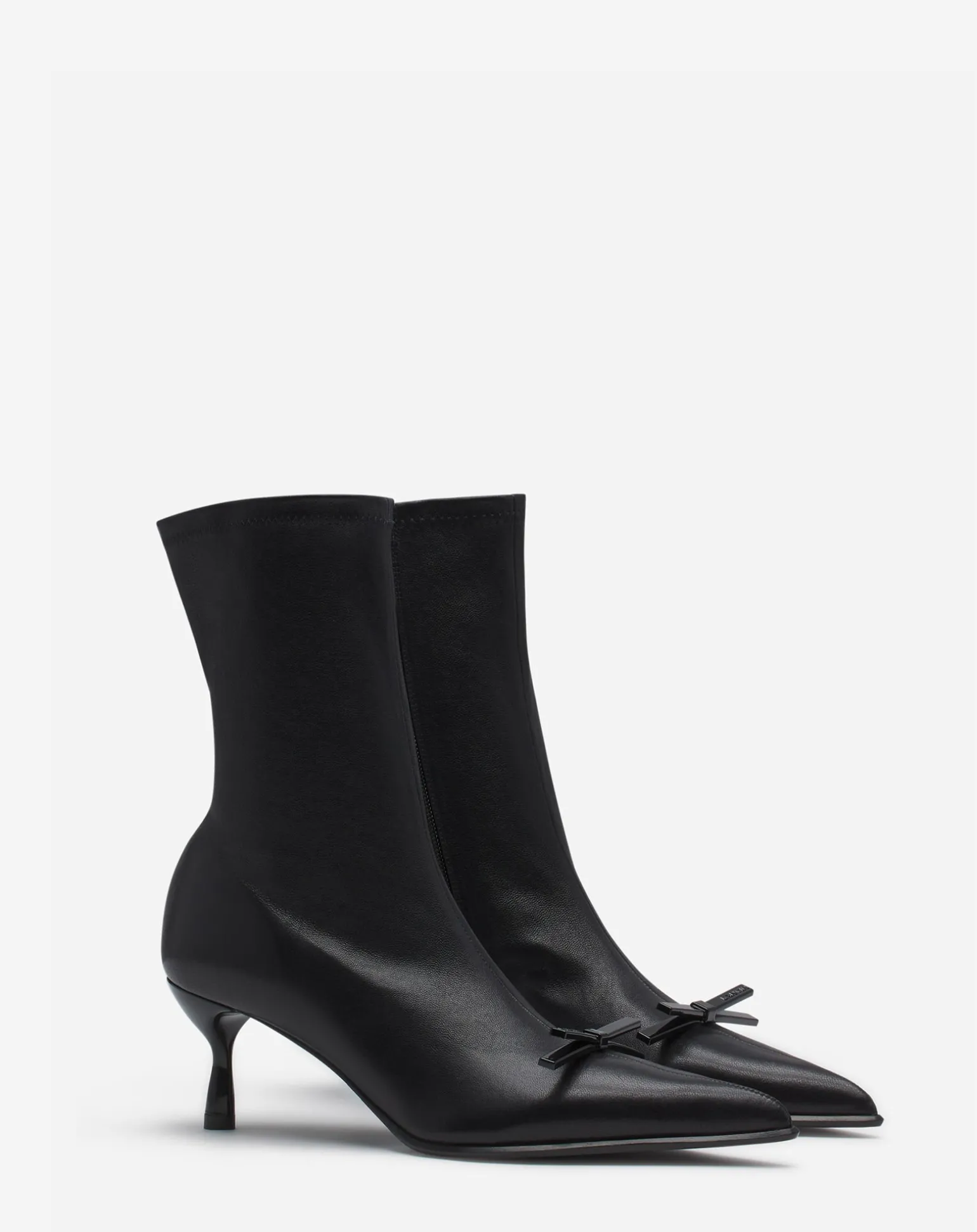 Lanvin bow ankle boots in leather Black Best Sale