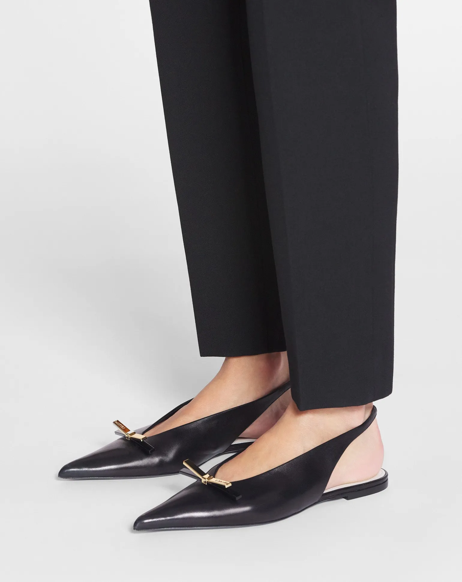 Lanvin bow leather slingback Black Cheap