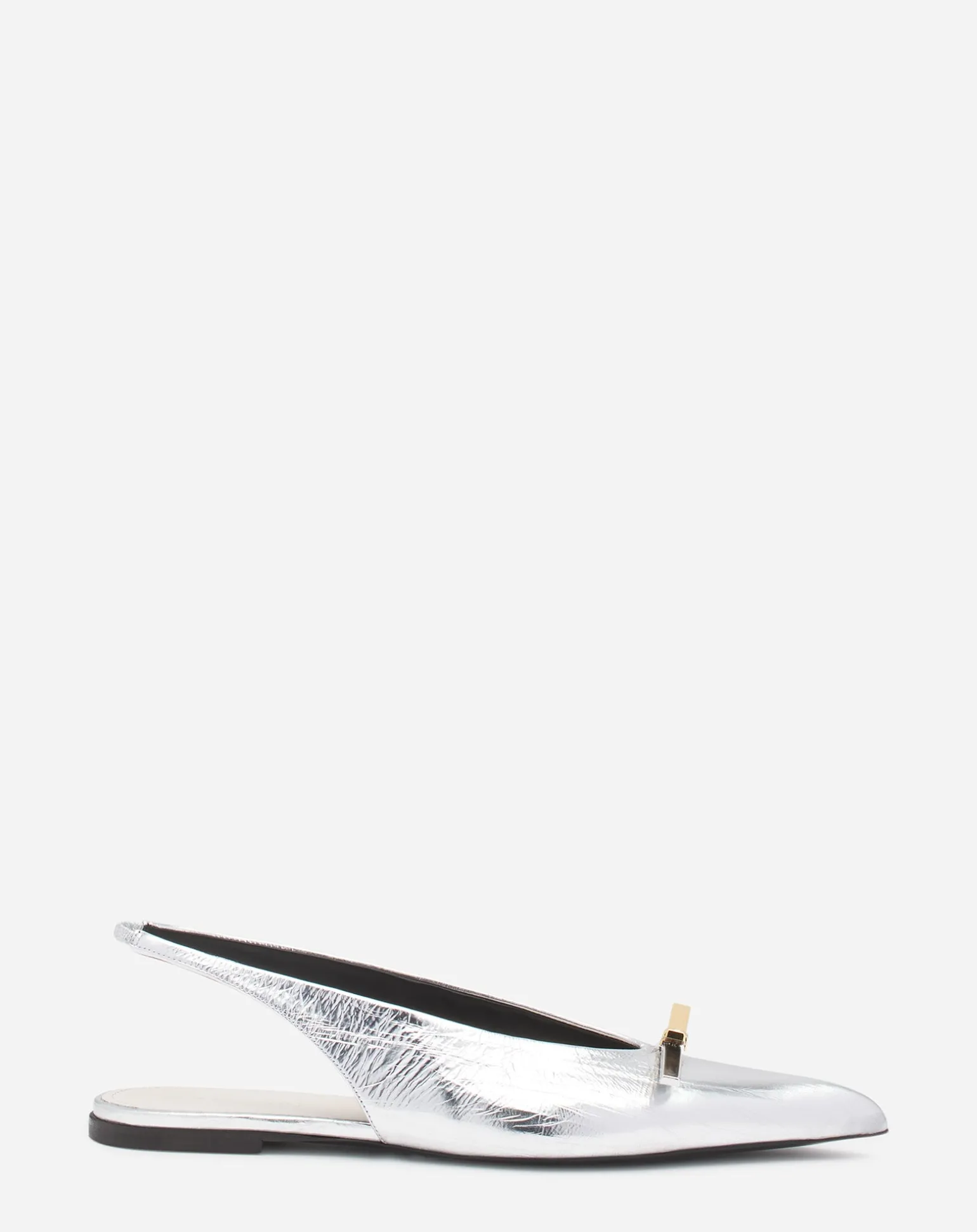 Lanvin bow slingback in metallic leather Silver Outlet