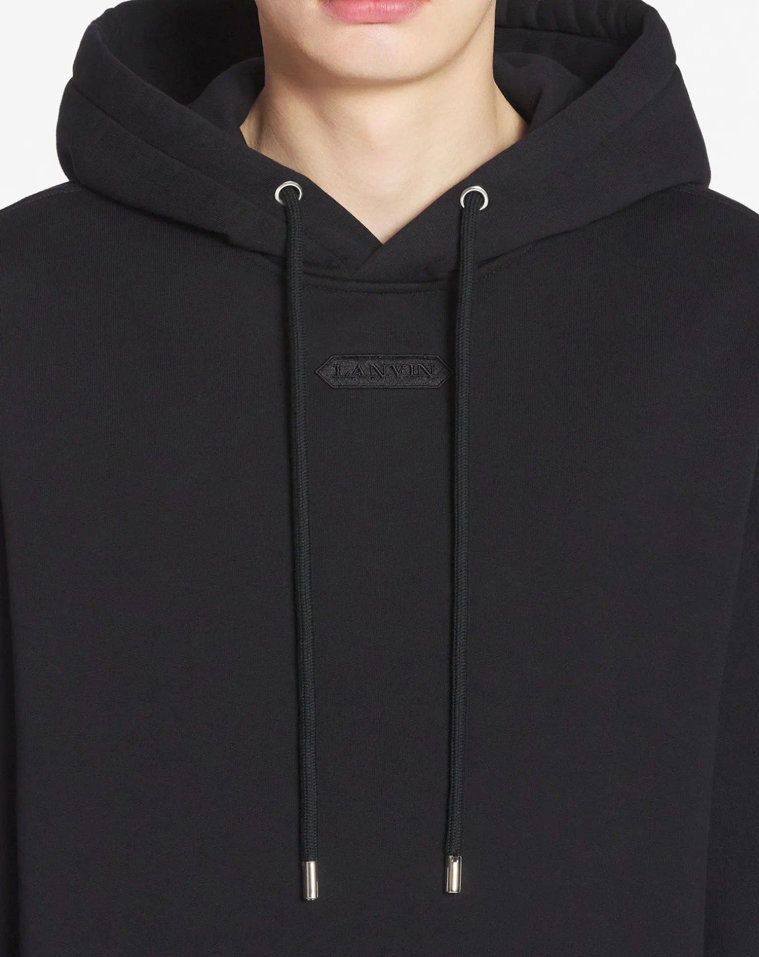 Lanvin detail loose-fitting hoodie Black Flash Sale